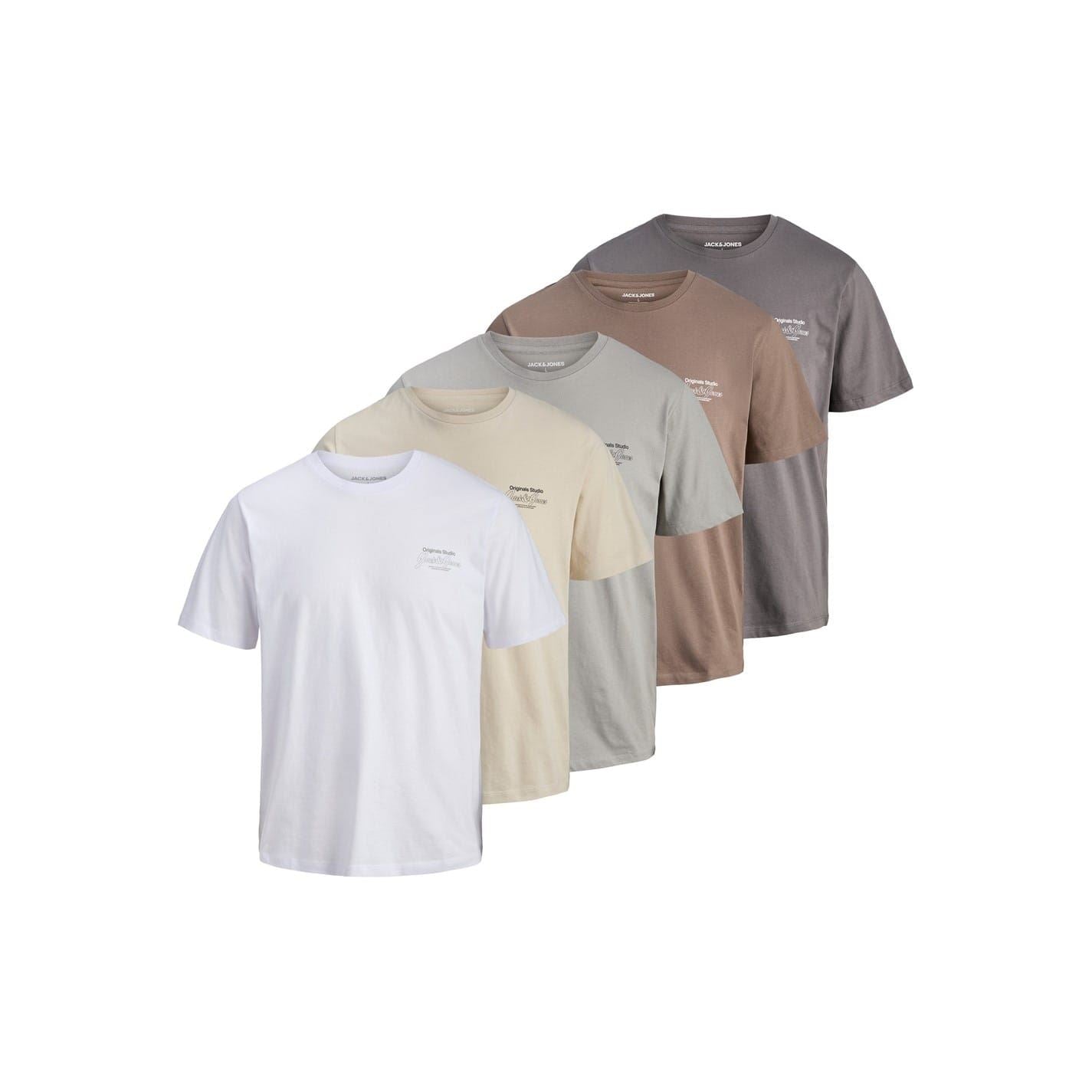 Jack and Jones Mens 5 Pack Short Sleeve T-Shirt