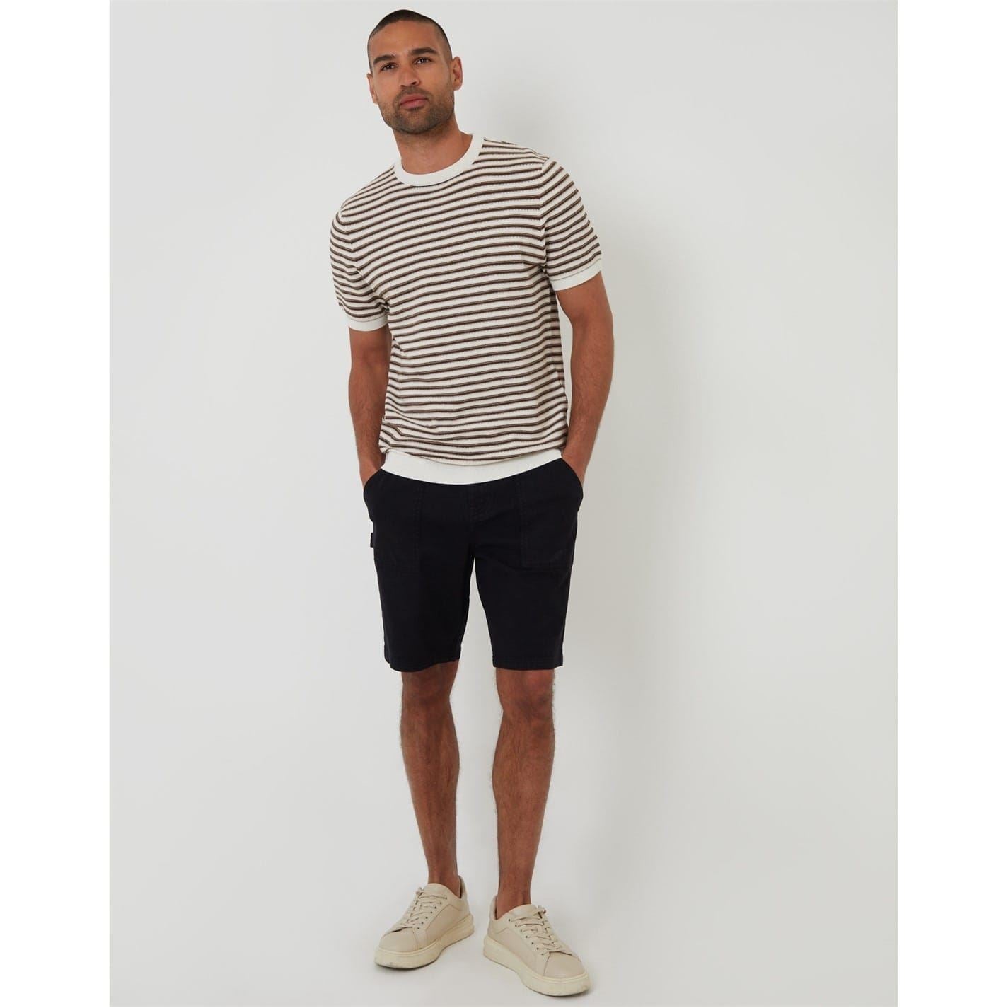 Threadbare Rib Crew Neck Ribbed Collar Short Sleeve T-Shirt
