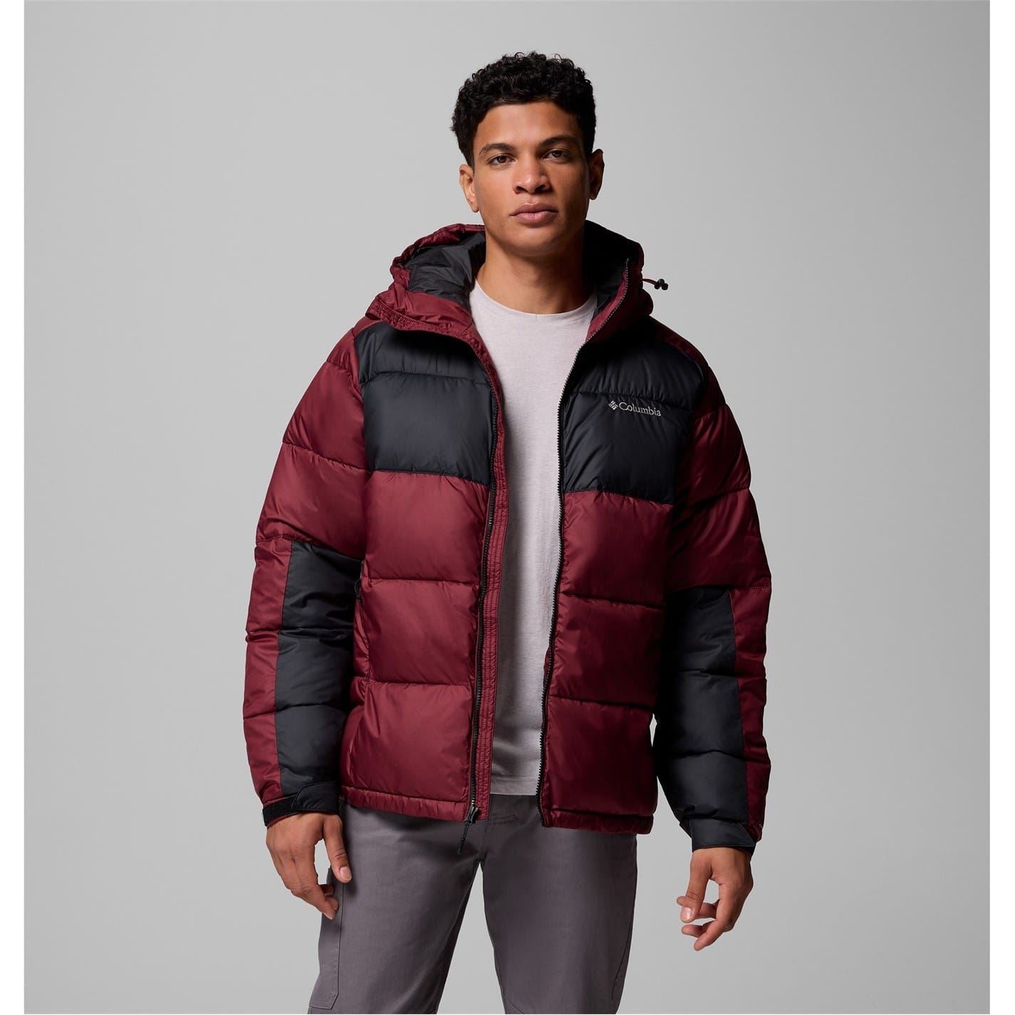 Columbia Pike Hooded Solid Patterned Puffer Jacket