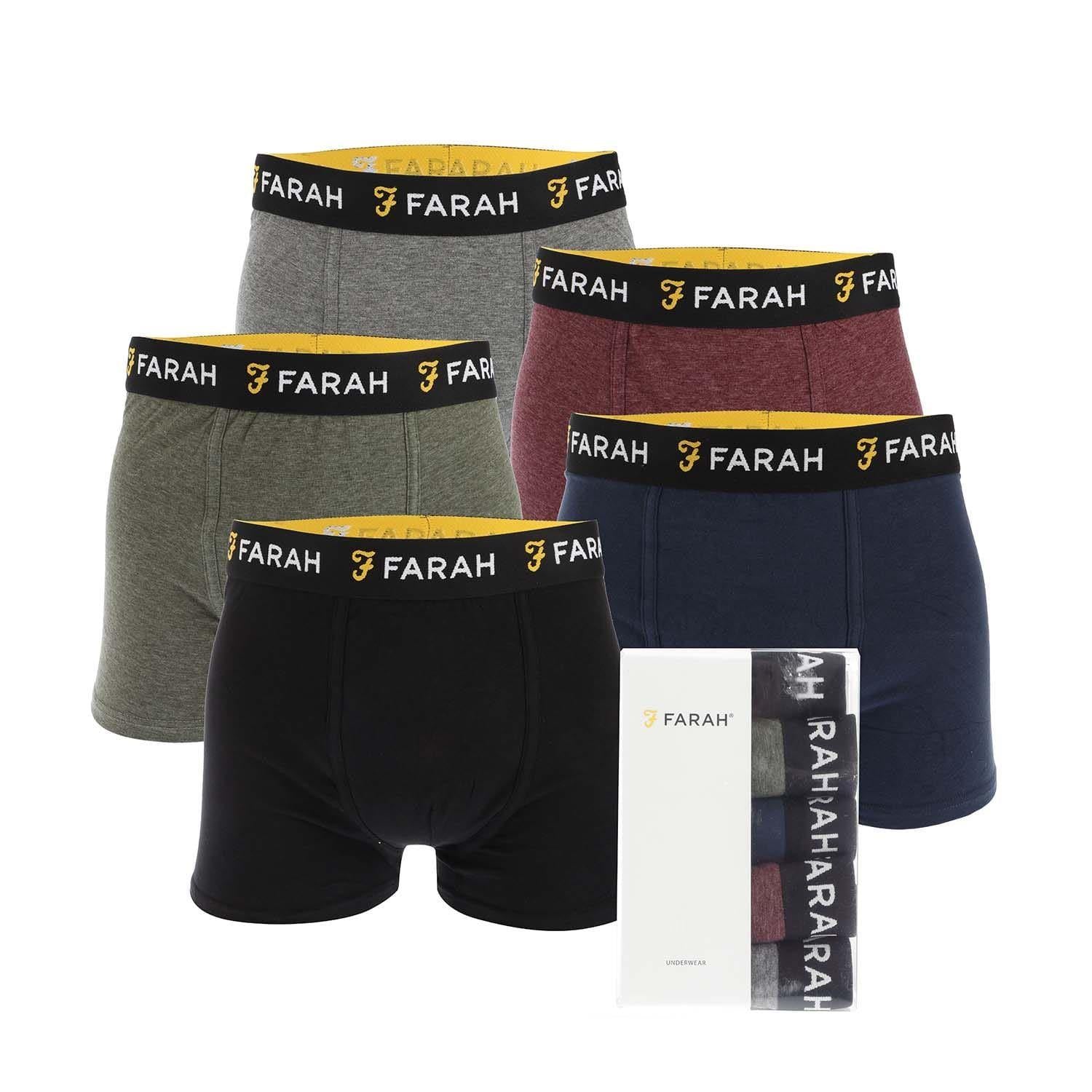 Farah Mens Bossert 5 Pack Boxer Shorts