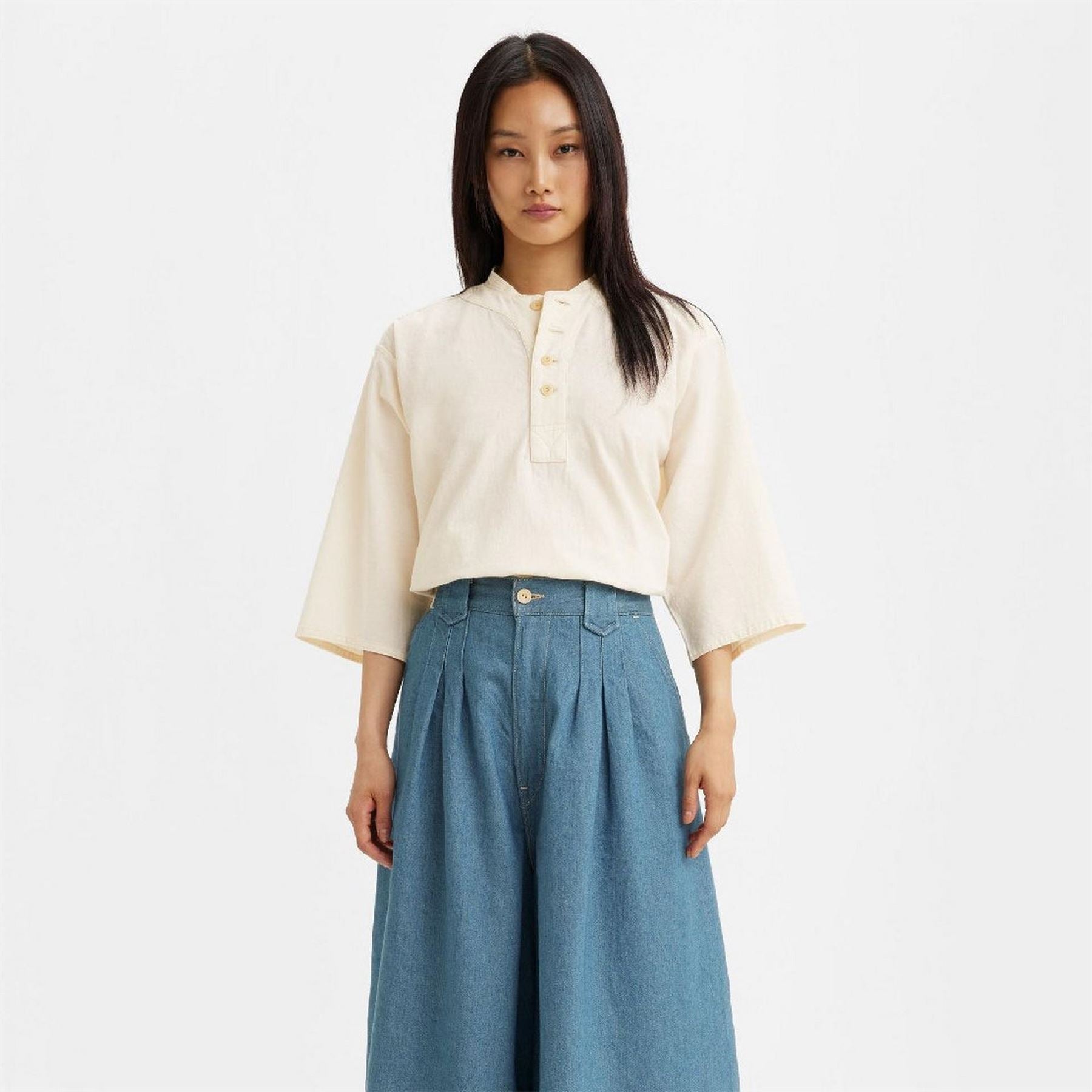 Levis Button Placket Henley Collar Collared Neck Shirt