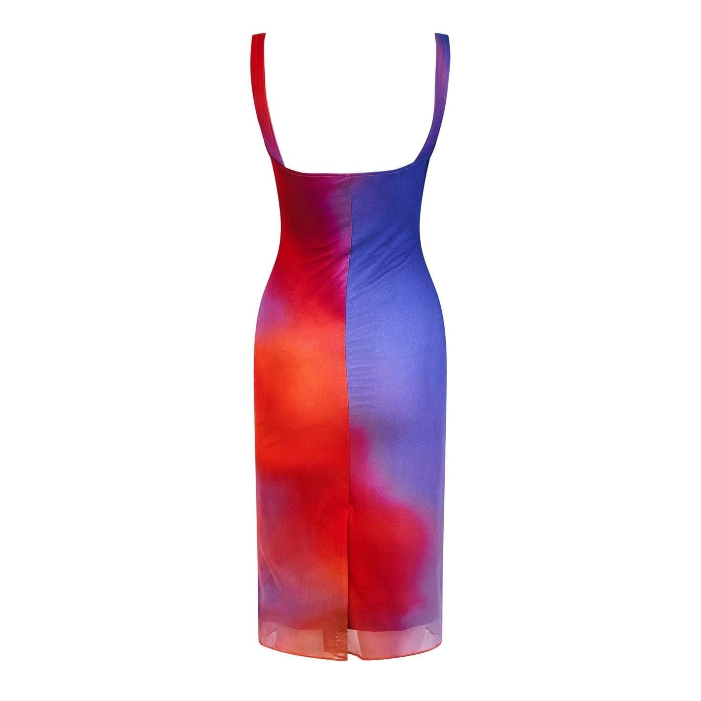 Fiorucci Gloria Sweetheart Neck Midi Corsetry Dress