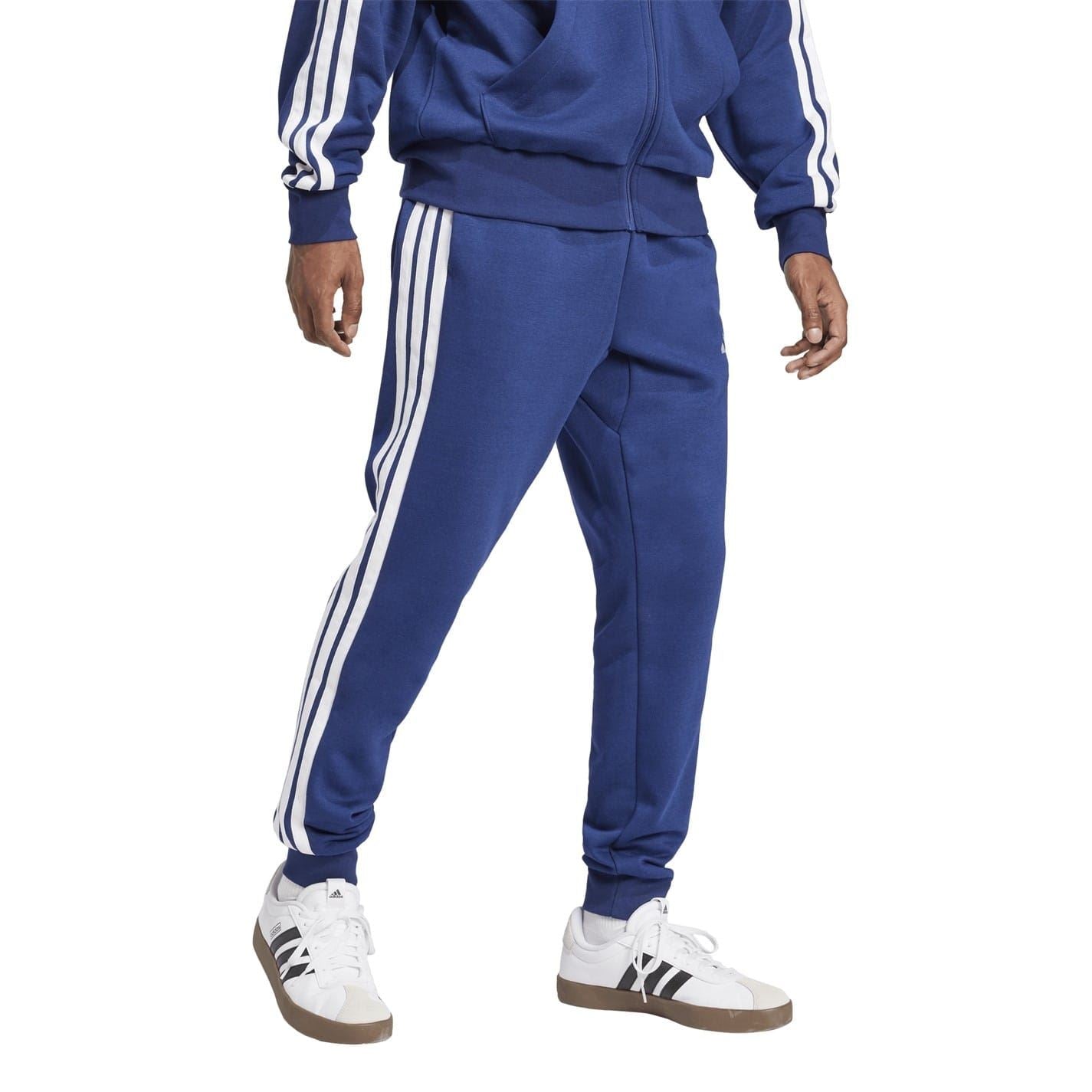 adidas Fleece Tapered Cuff 3 Stripes Joggers