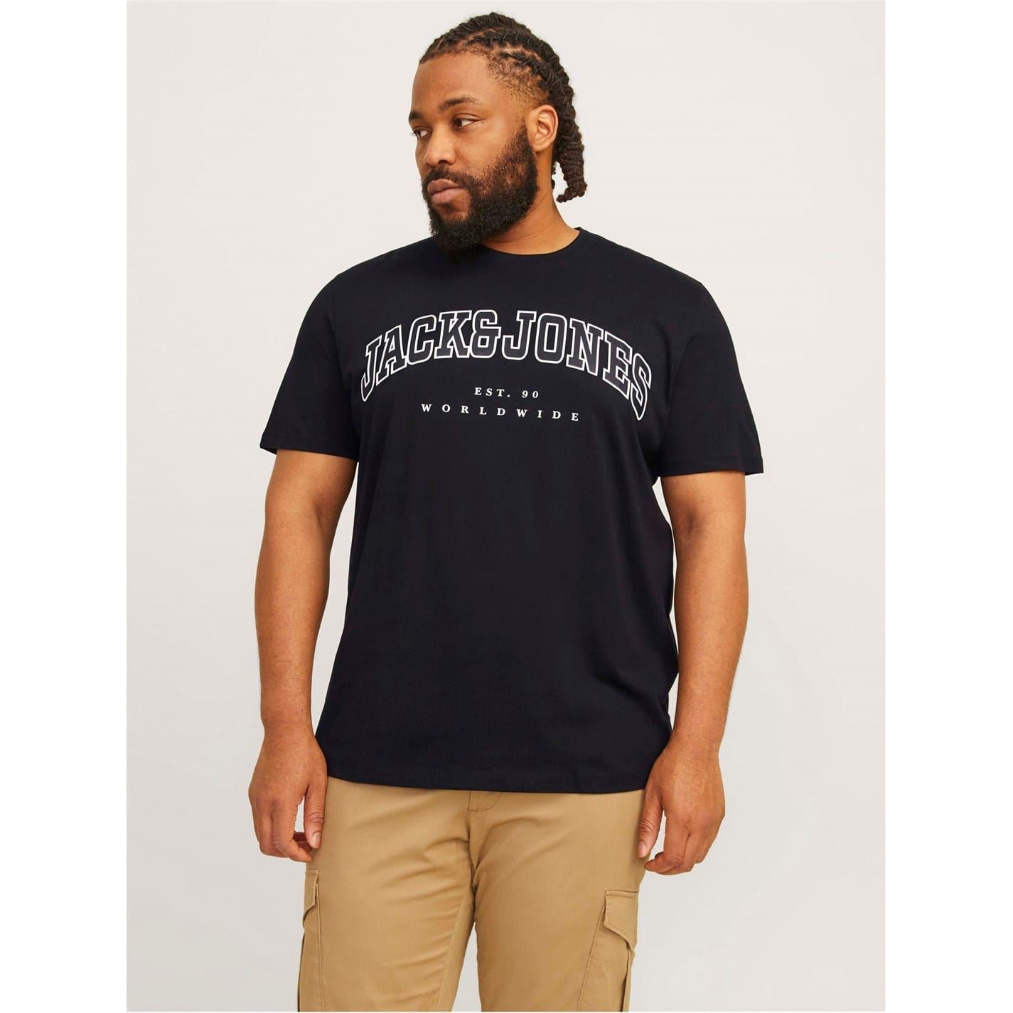 Jack and Jones Varsity Arch Lettering Crew Neck Short Sleeve T-Shirt