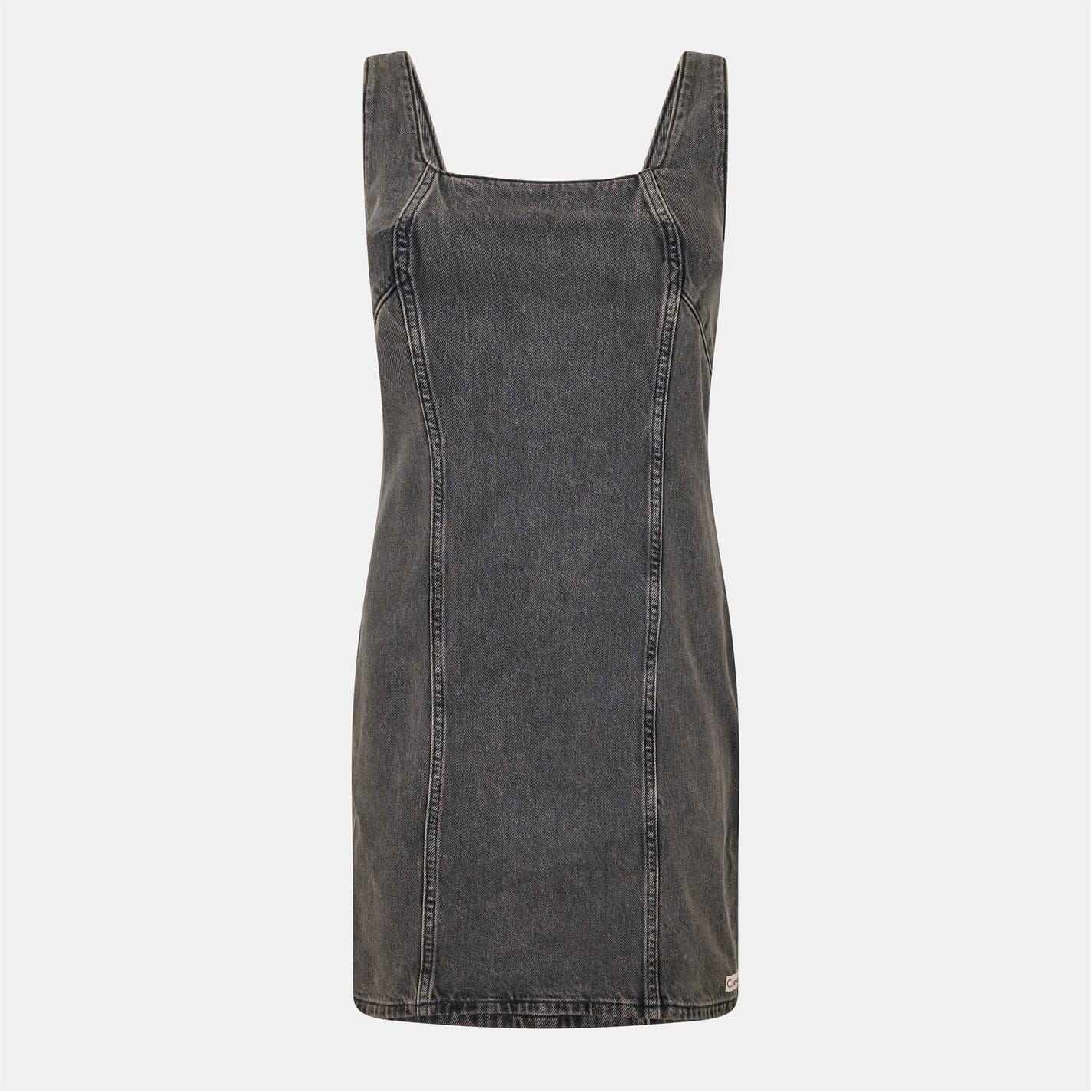 Calvin Klein Jeans Denim Square Neck Sleeveless Mini Dress