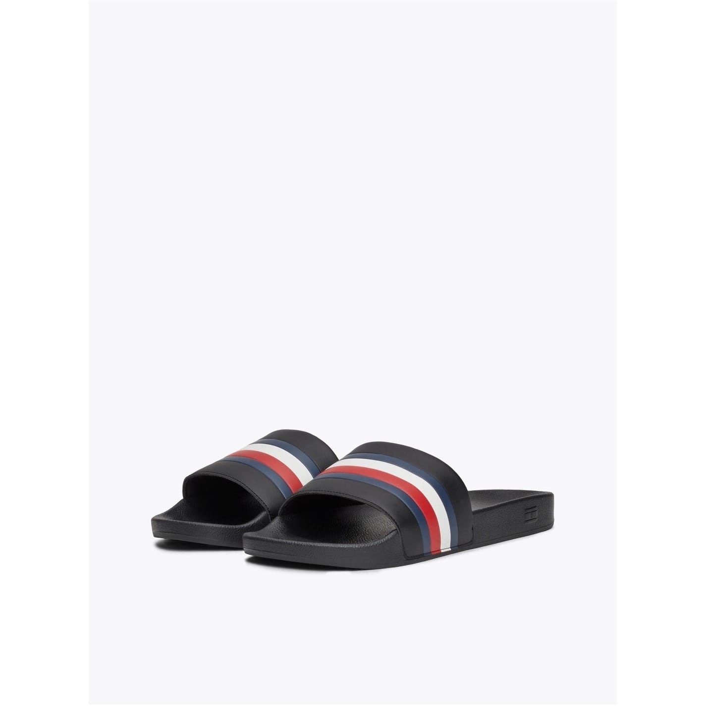 Tommy Hilfiger Stripe Patterned Open Toe Slide Sandals