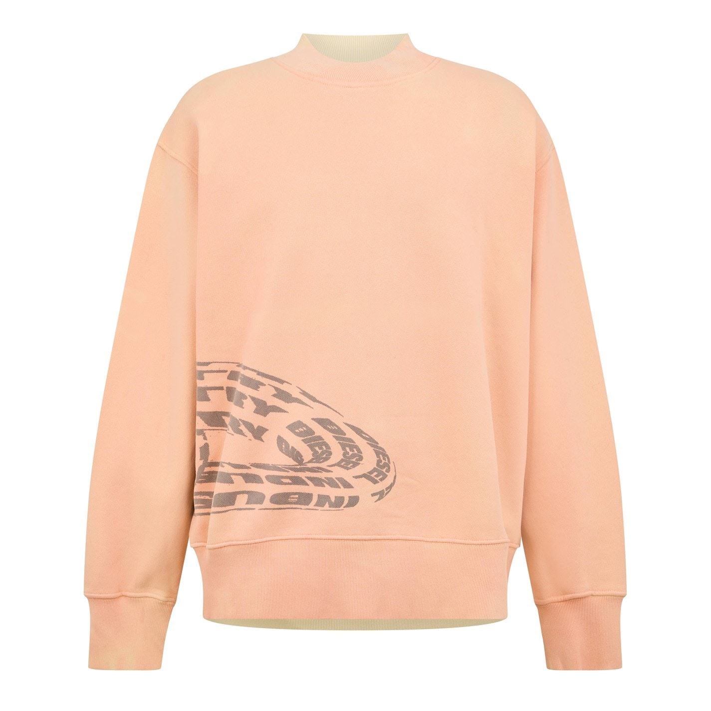 Diesel Graphic Mock Neck Ribbed Collar Long Sleeve Sweatshirt