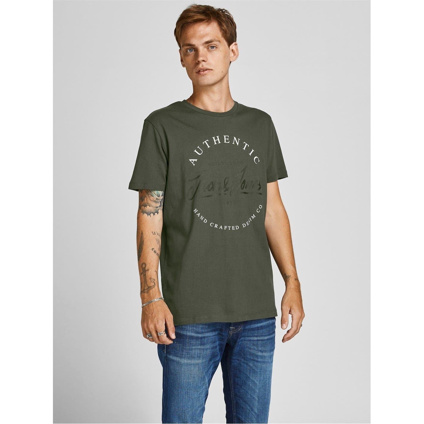 Jack and Jones Mens 5 Pack Short Sleeve T-Shirt