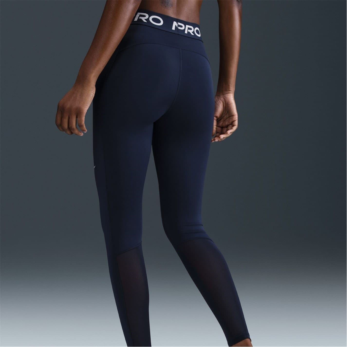 Nike Womens Pro Mid Rise Mesh Panelled Leggings