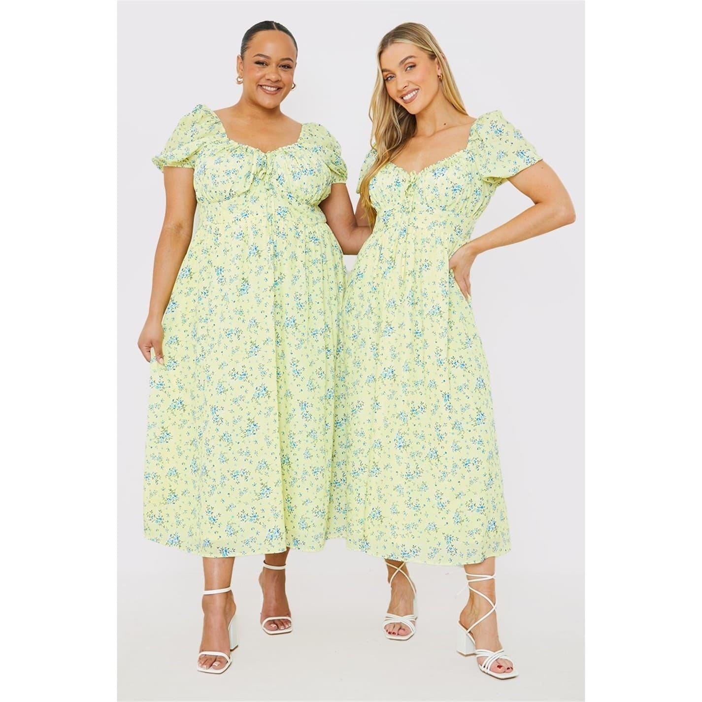 In The Style Printed Bardot Midi Dress