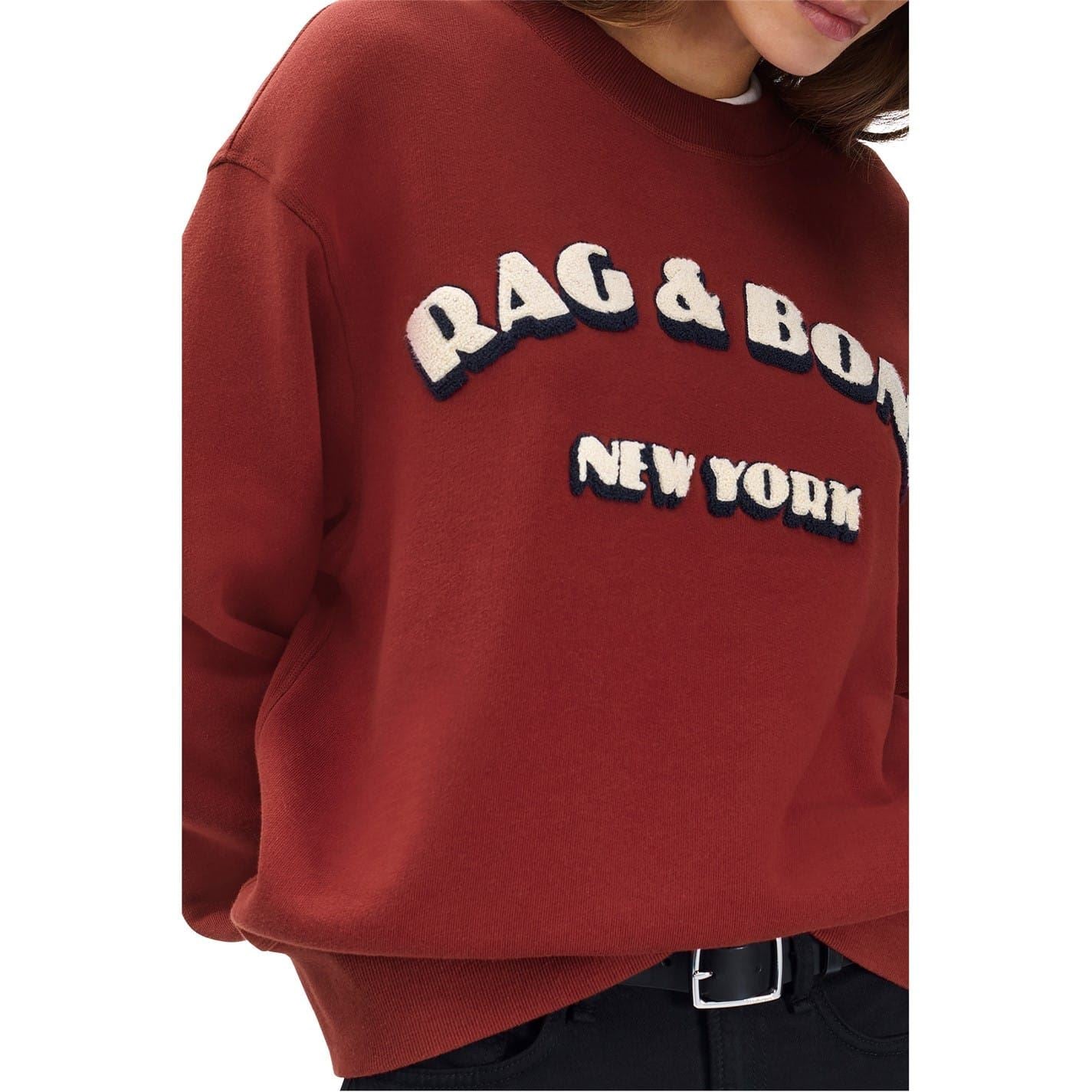 Rag and Bone Lettered Branding Crew Neck Long Sleeve Sweatshirt