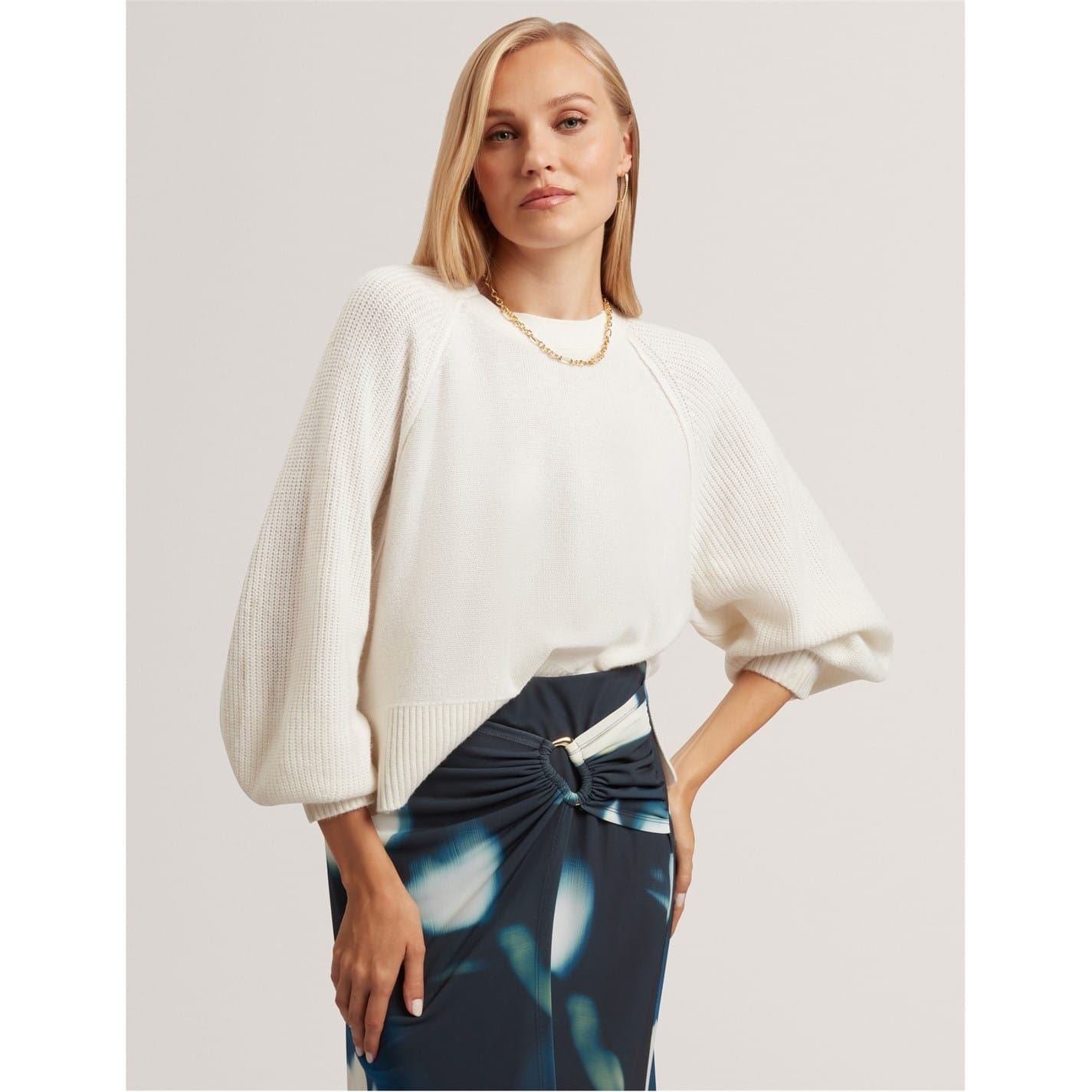 Ted Baker Crew Neck Three-Quarter Balloon Sleeve Sweater