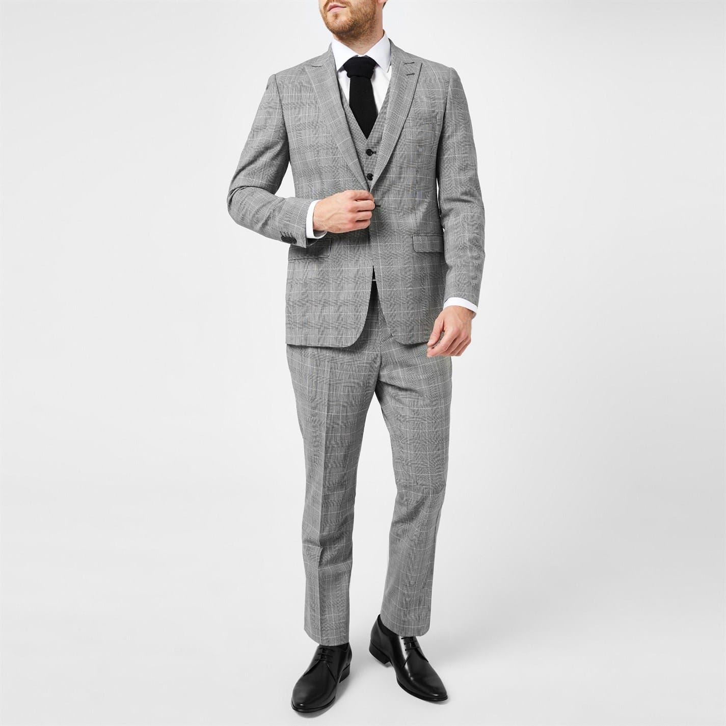 Without Prejudice Perrin Chk Slim Fit Long Suit Jacket