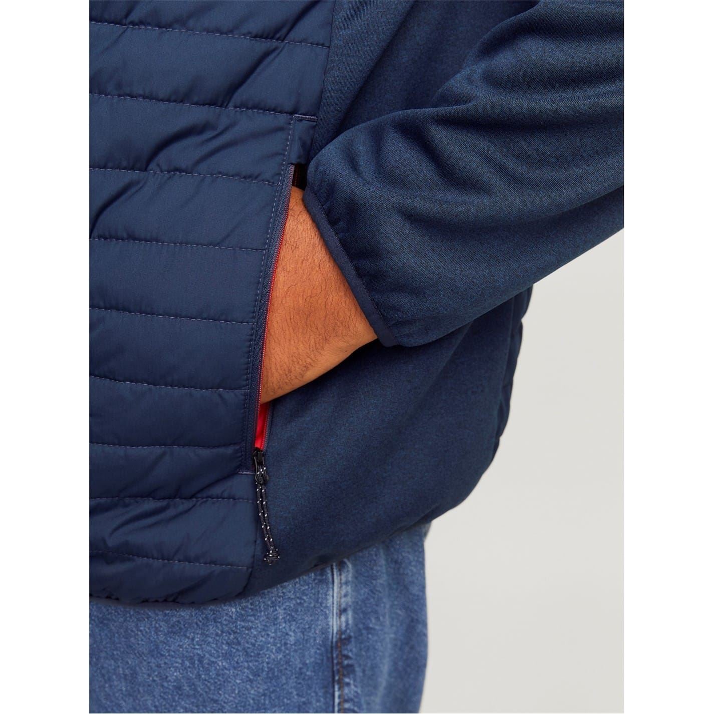 Jack and Jones Solid Patterned Hooded Ribbed Cuff Puffer Jacket