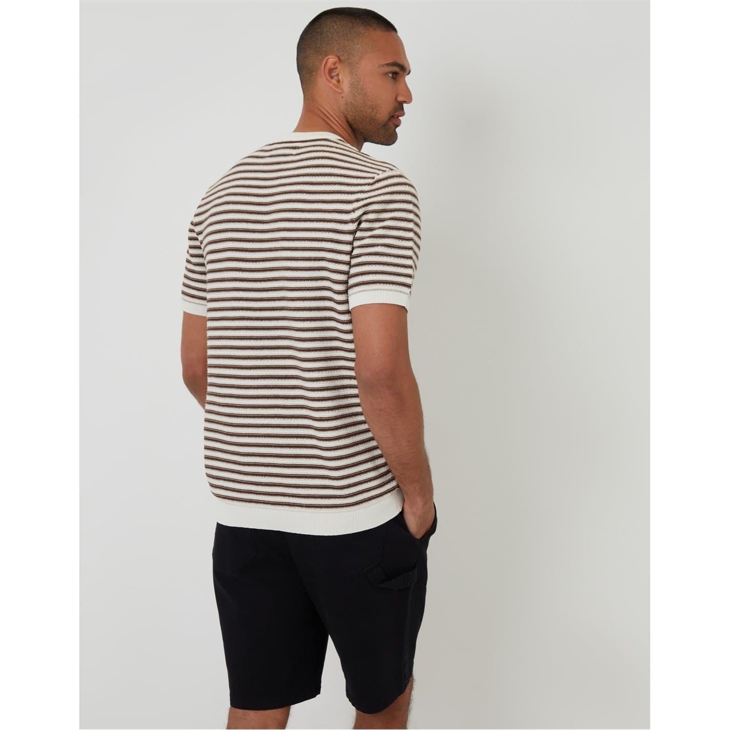 Threadbare Rib Crew Neck Ribbed Collar Short Sleeve T-Shirt
