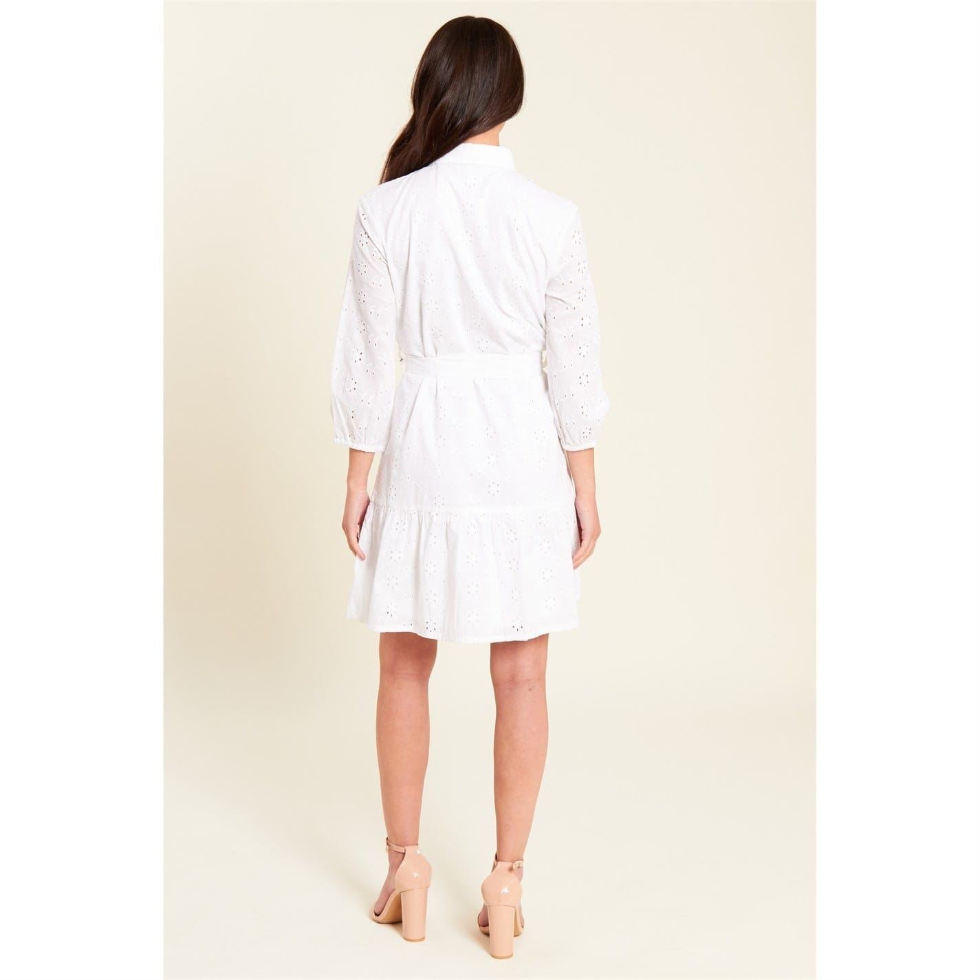 Be You Broderie Collared Neck Knee Length Shirtdress