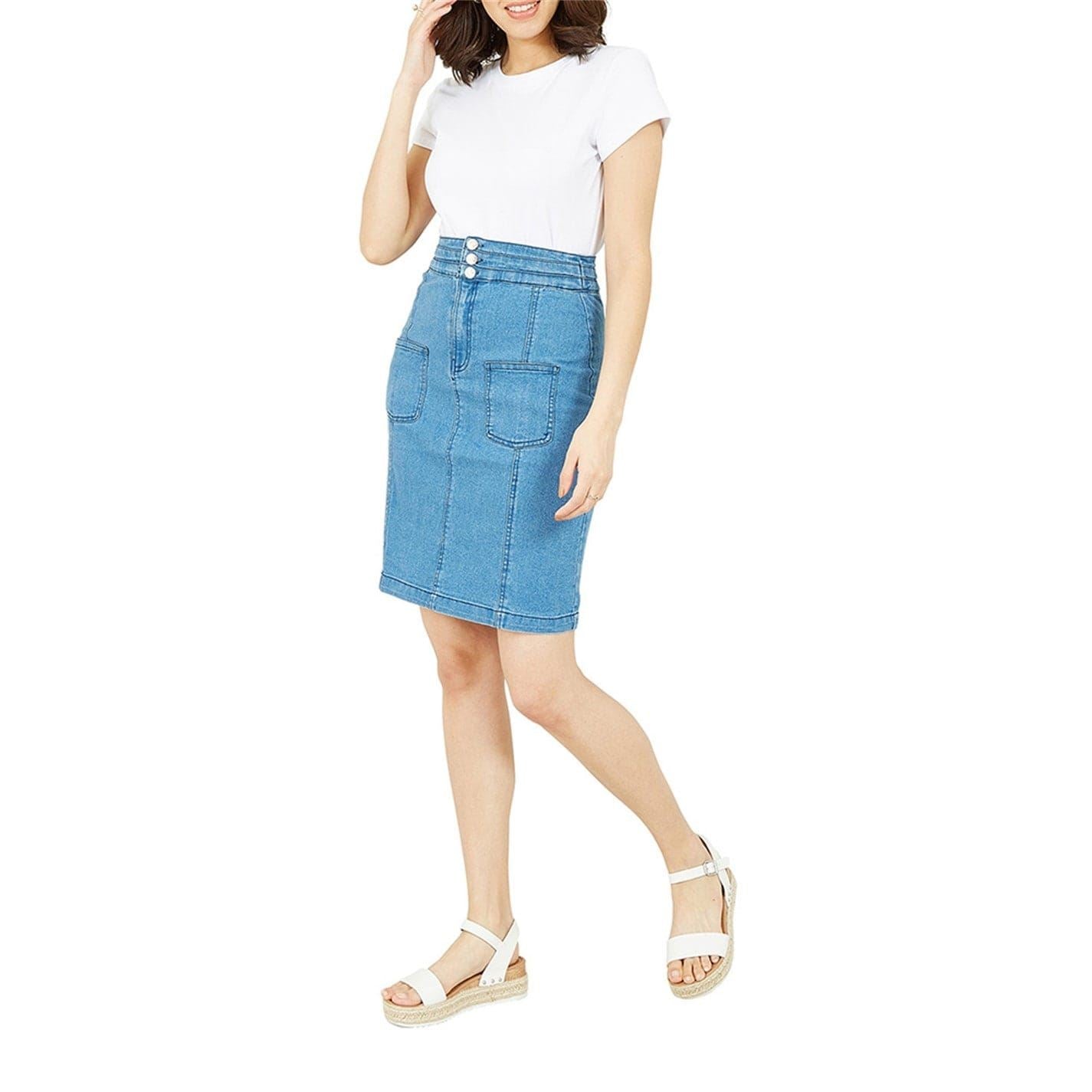 Yumi Patch Pocket Knee Length Pencil Skirt