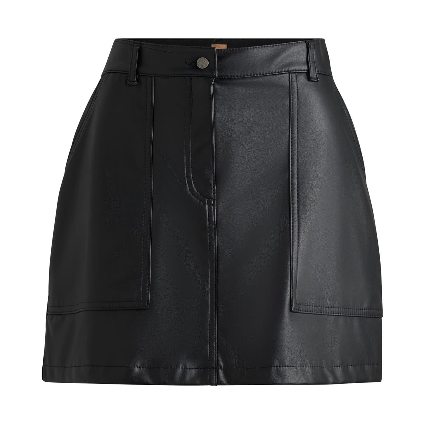 Boss Leather Mini A-Line Skirt