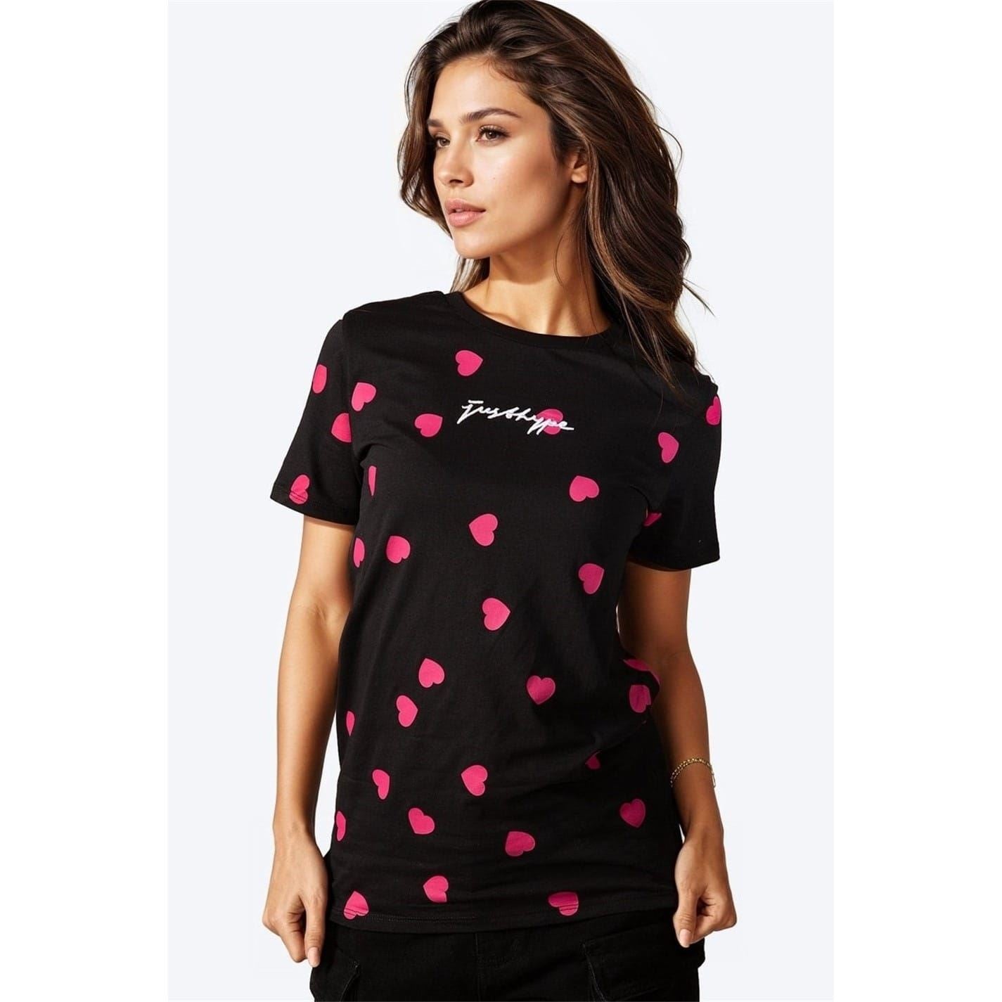 Hype Heart Print Crew Neck Regular Fit T Shirt