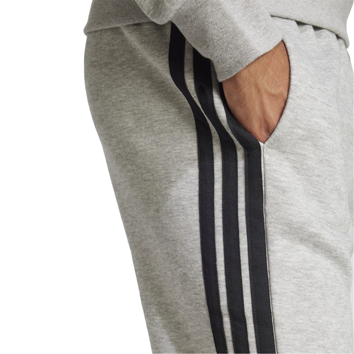 adidas Fleece Tapered Cuff 3 Stripes Joggers