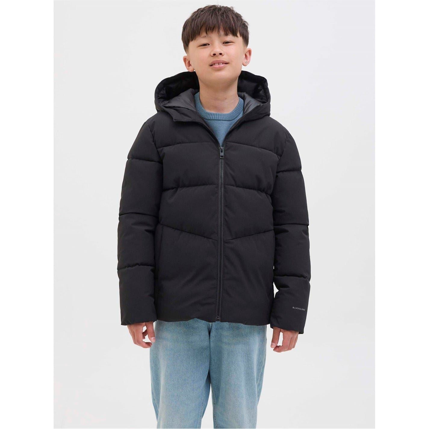 Jack and Jones Global Hooded Solid Patterned Puffer Jacket