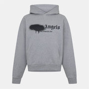 Palm Angels Spray Logo Hooded Neck Long Sleeve Sweatshirt