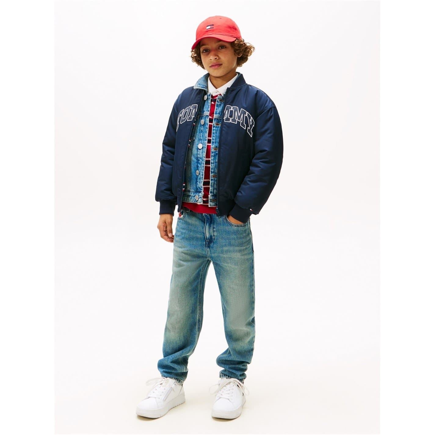 Tommy Hilfiger Varsity Stripe Patterned Ribbed Cuff Bomber Jacket