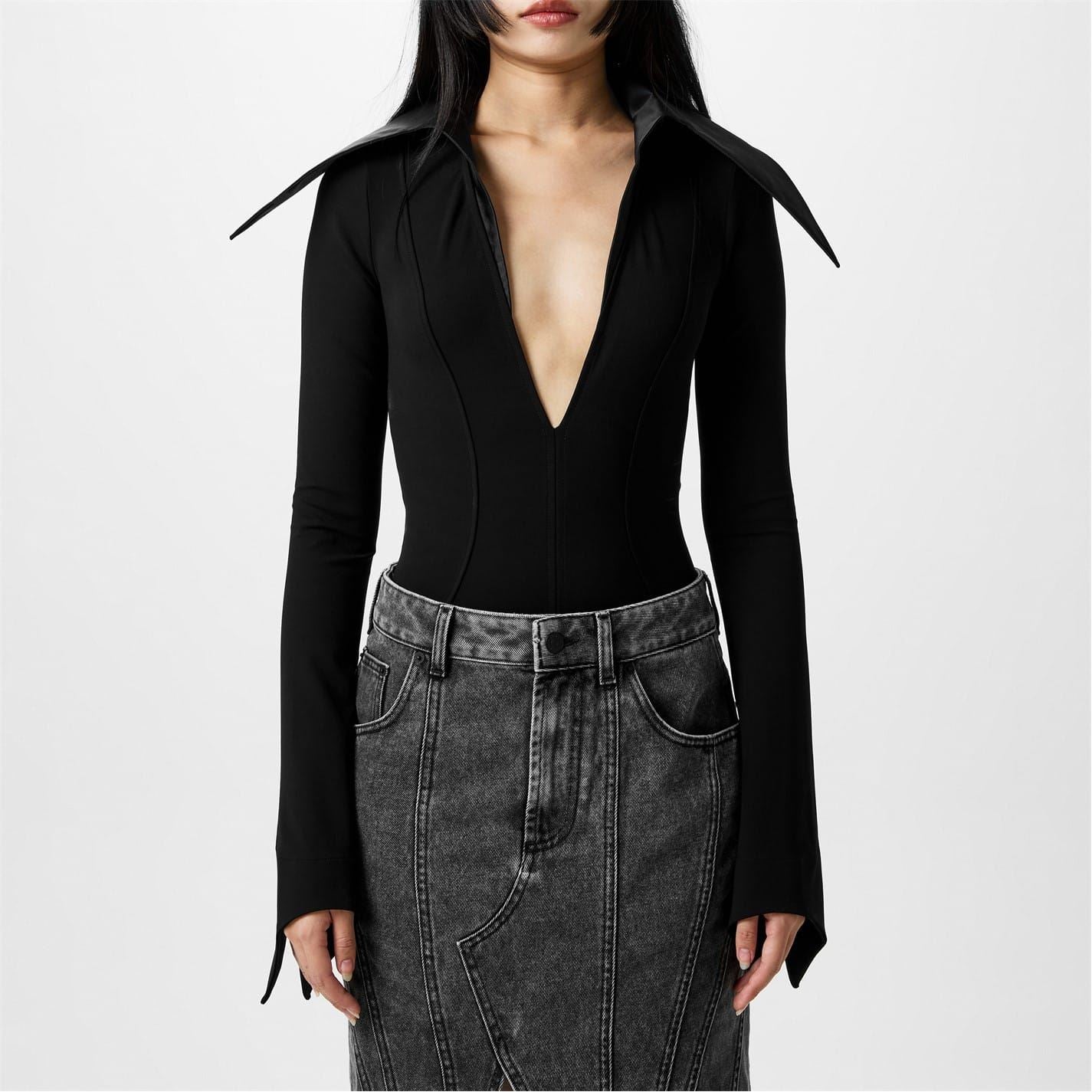 Mugler Spiky Collar Bodysuit