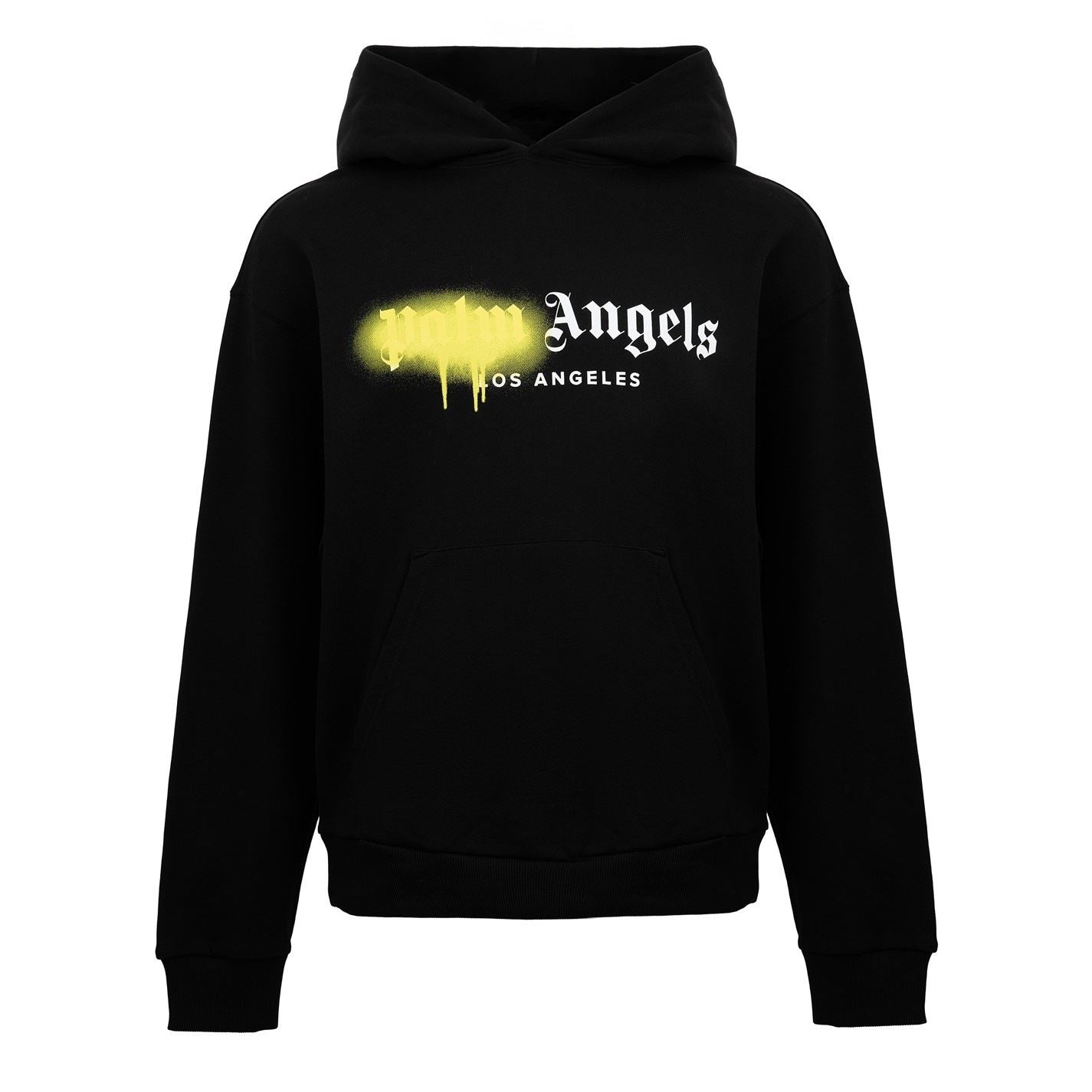 Palm Angels Spray Logo Hooded Neck Long Sleeve Sweatshirt