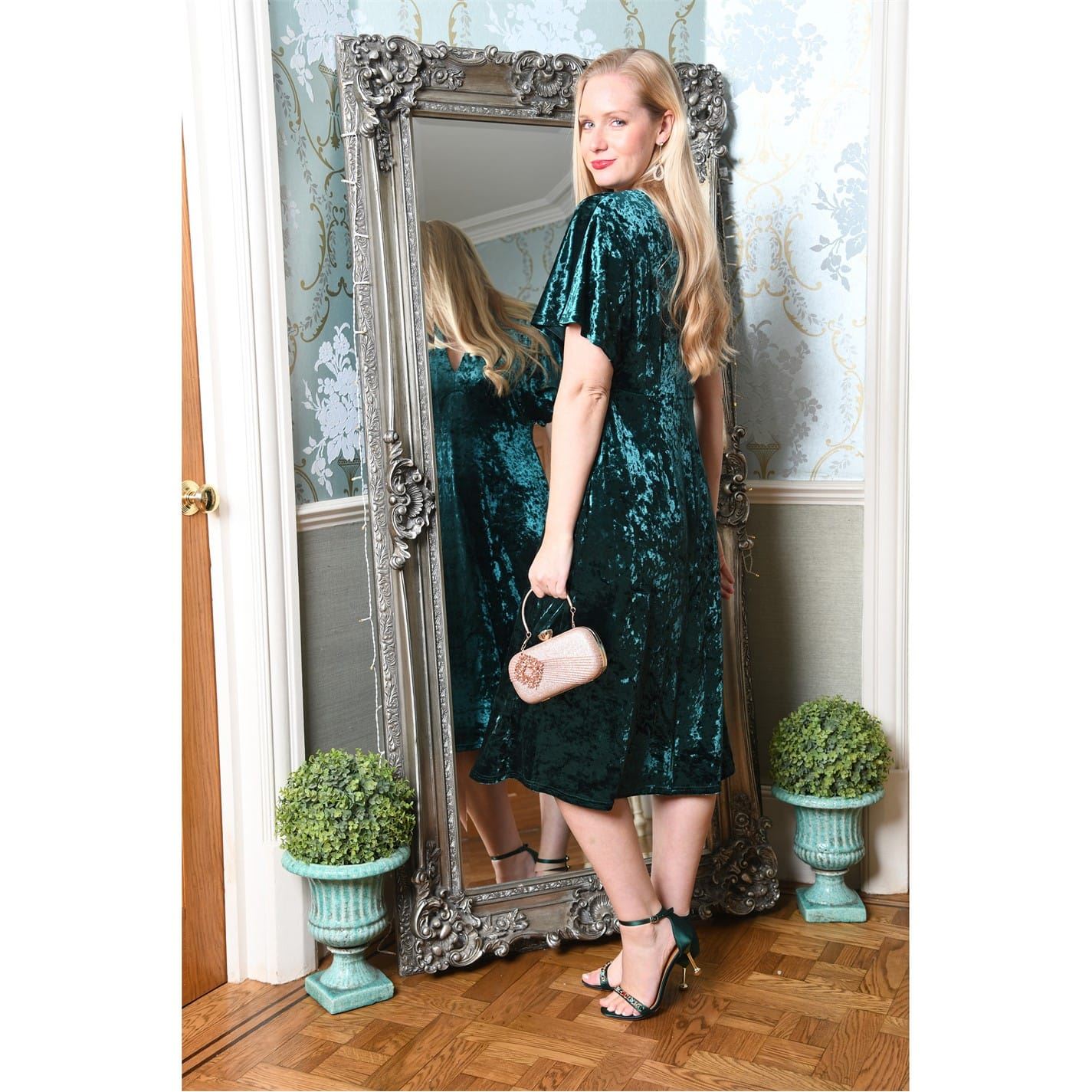 Yumi Velvet Kimono Midi Dress