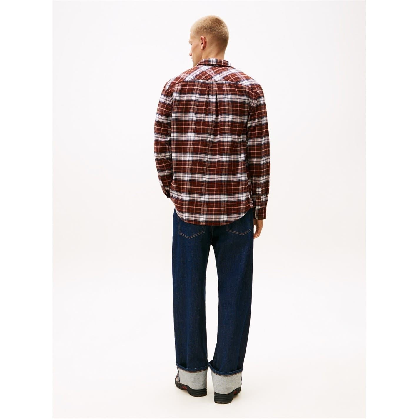 Tommy Jeans Collared Neck Long Sleeve Flannel Shirt