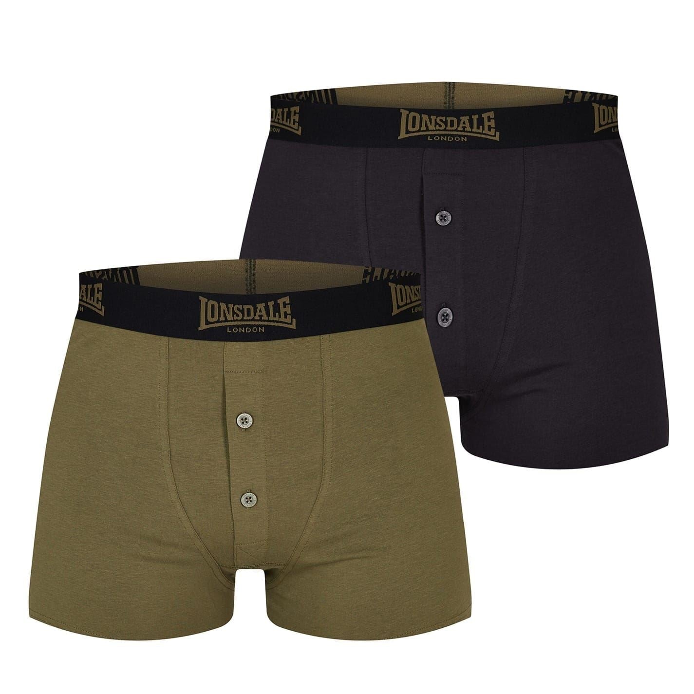 lonsdale Mens 2 Pack Boxer Shorts