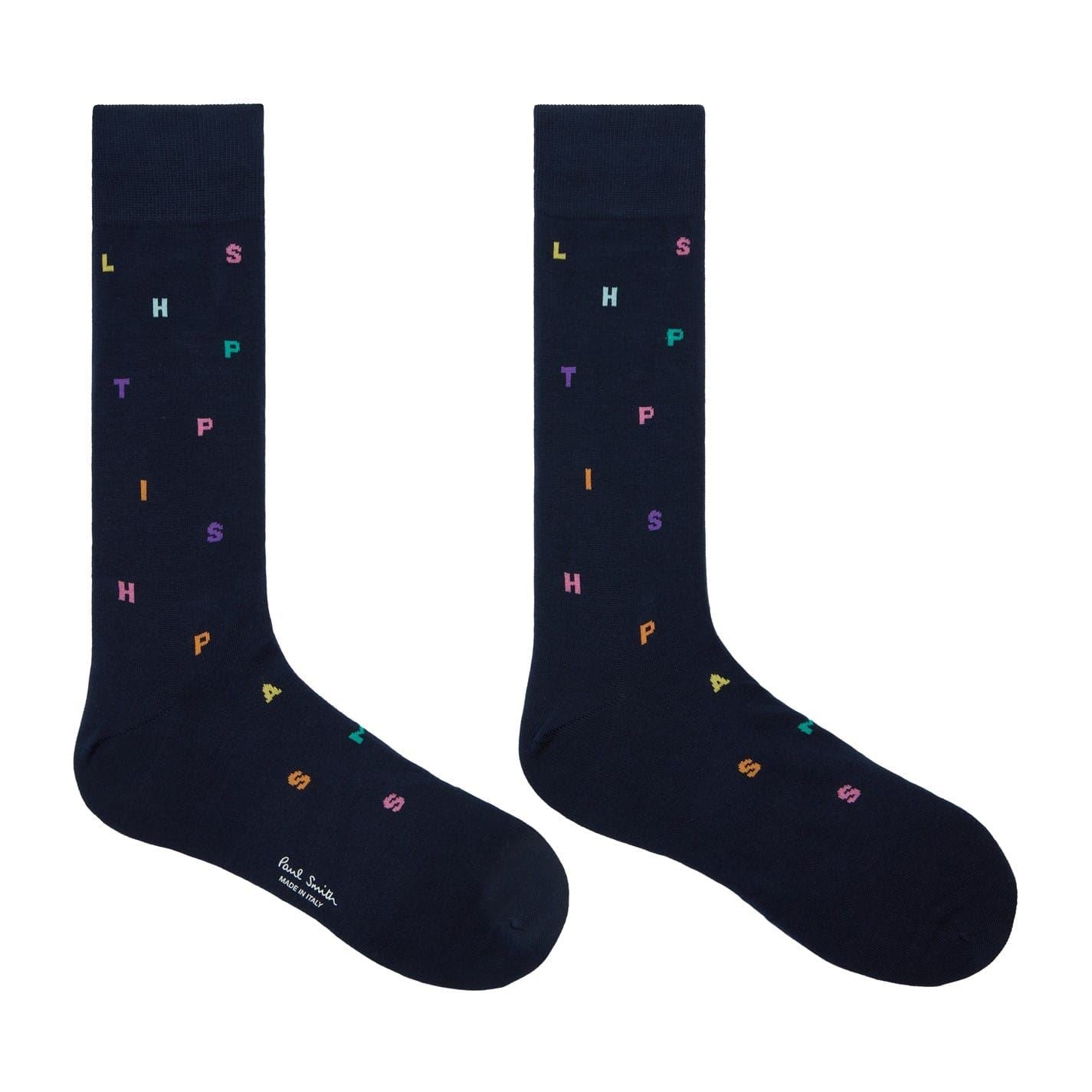 Paul Smith Keanu Stamp Lettering Crew Socks