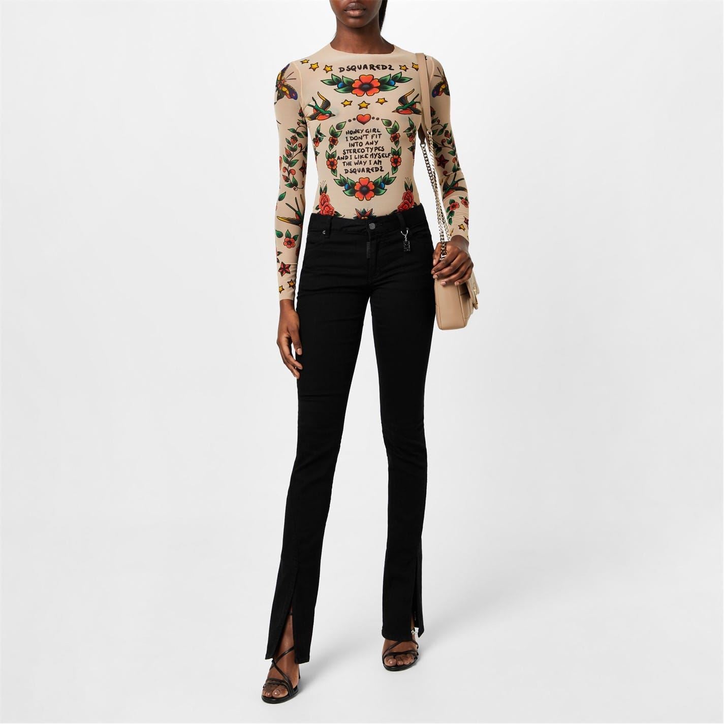 DSquared2 Tattoo Long Sleeve Slim Fit Bodysuit