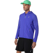 Asics Road Solid Patterned Hooded Adjustable Drawstring Running Jacket