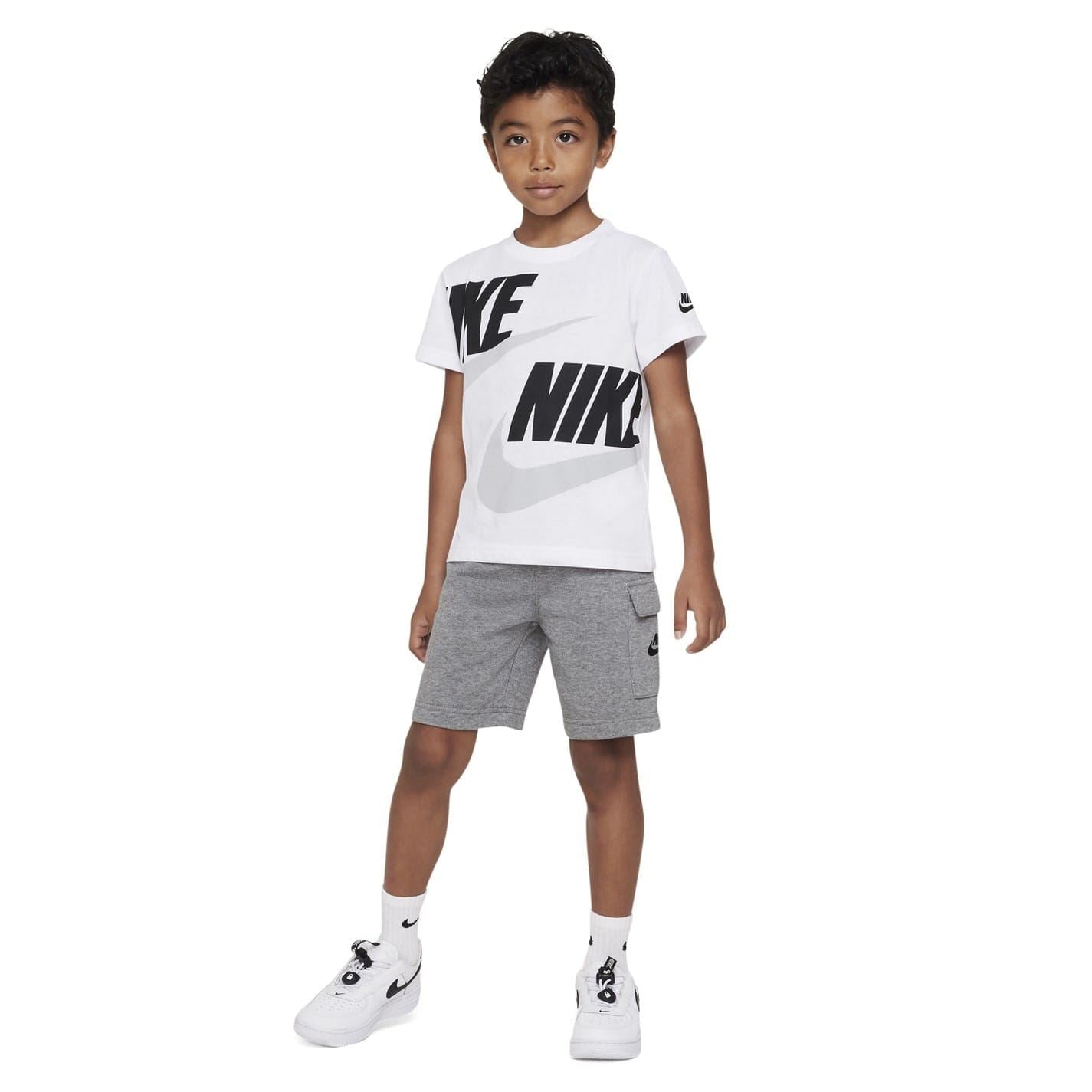 Nike Wordmark Crew Neck Short Sleeve T-Shirt and Cargo Short Set