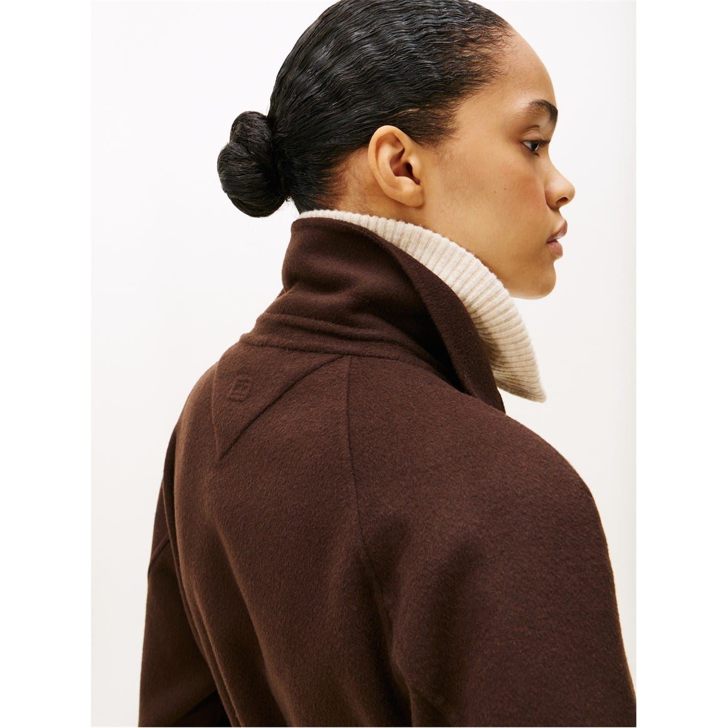 Tommy Hilfiger Solid Patterned Lapel Collared Belted Over Coat