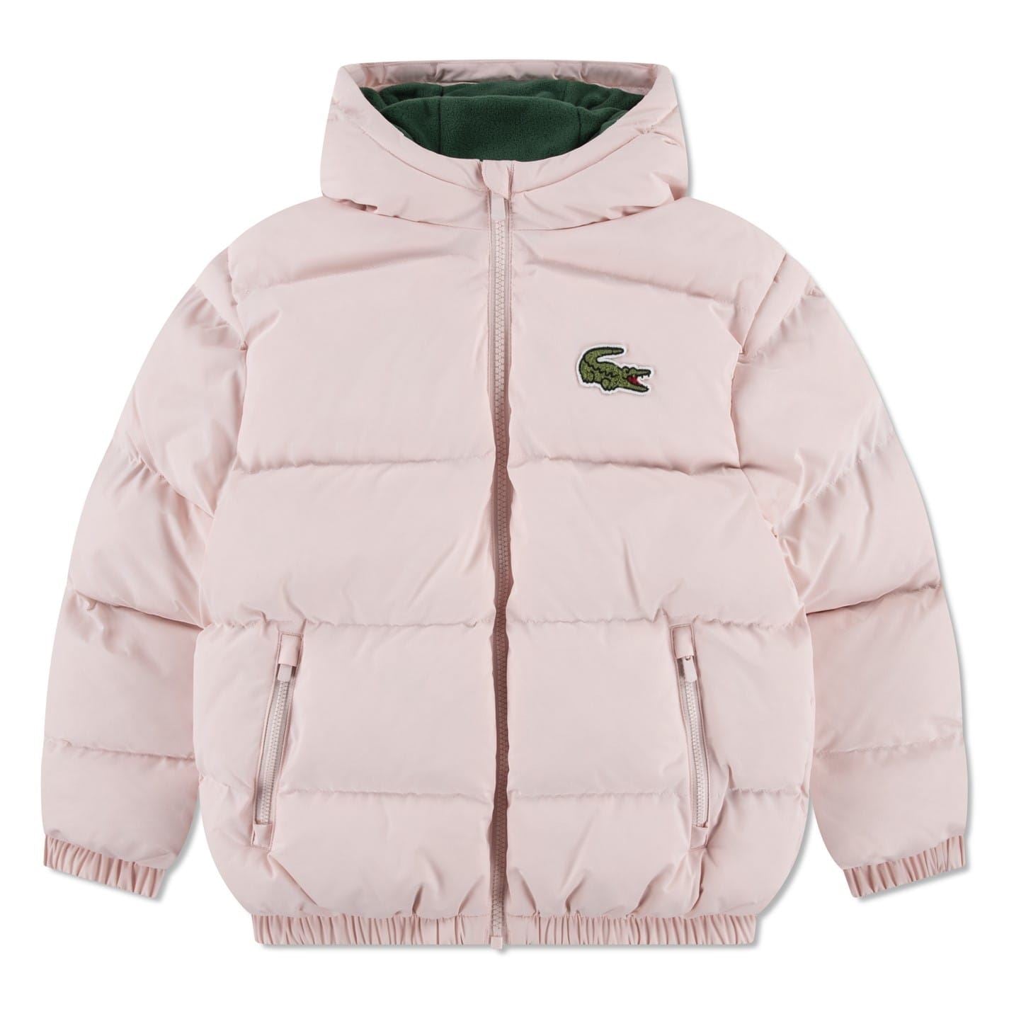 Lacoste Core Hooded Ribbed Cuff Puffer Jacket with Logo