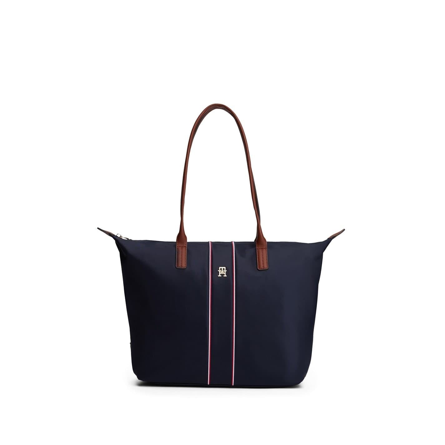 Tommy Hilfiger Popette Vertical Stripe Tote with Metal Branding