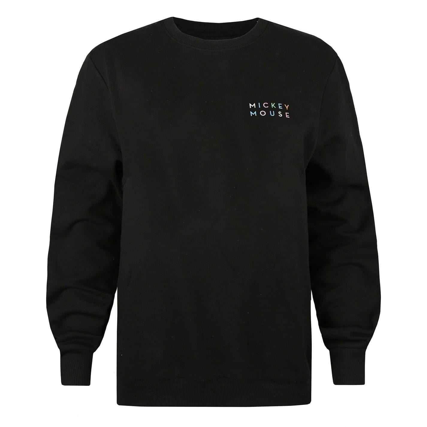 Disney Mickey Mouse Logo Print Crew Neck Sweater