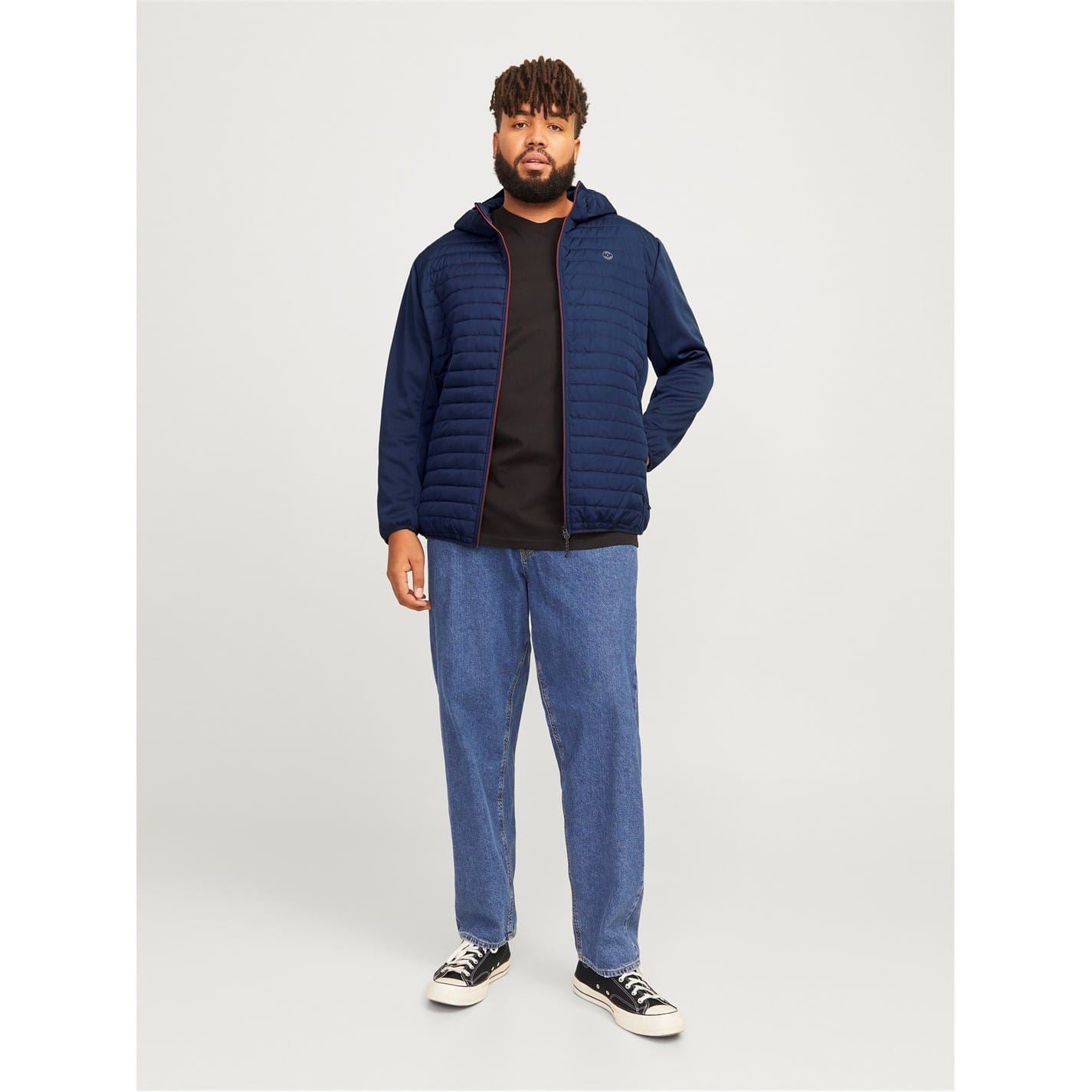 Jack and Jones Solid Patterned Hooded Ribbed Cuff Puffer Jacket