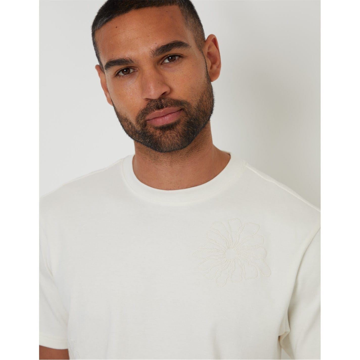 Threadbare Floral Embroidered Regular Fit Short Sleeve T-Shirt