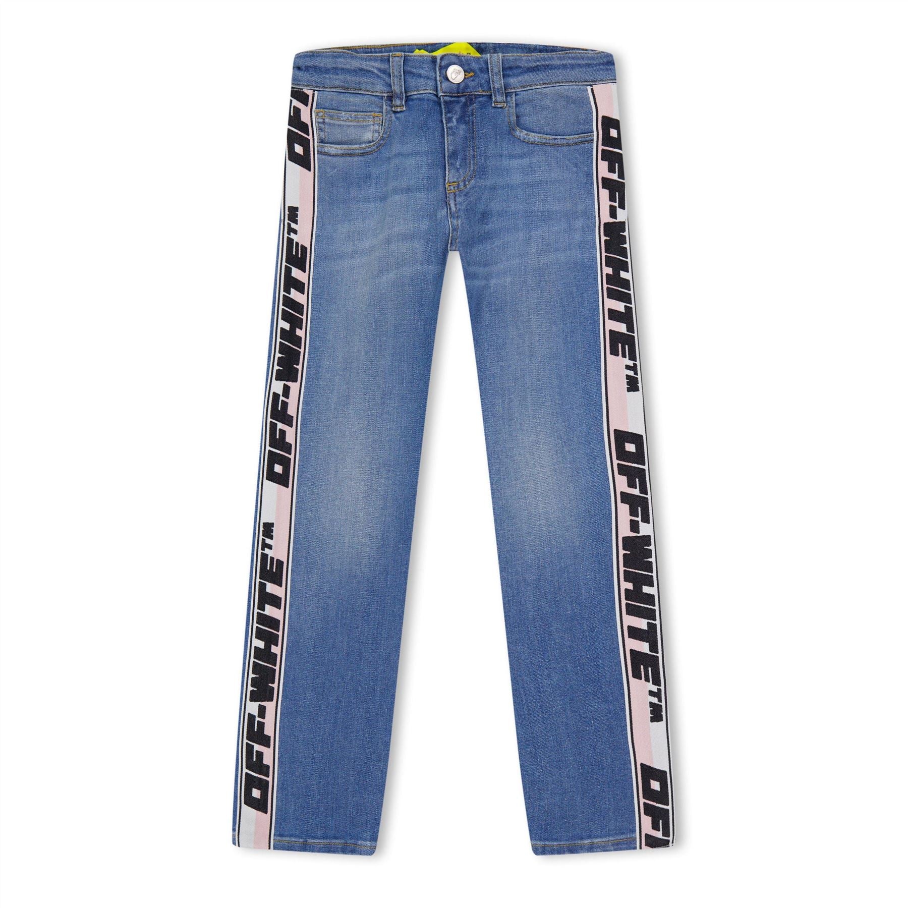 Off White Juniors Logo Band Denim Pants