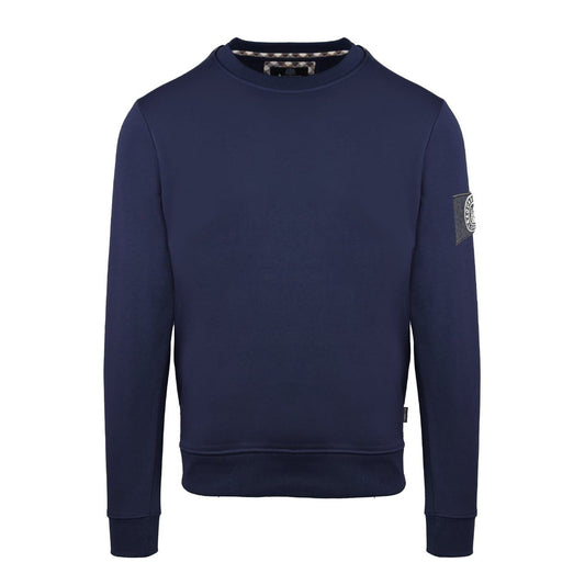 Aquascutum Crew Neck Ribbed Collar Long Sleeve Sweatshirt