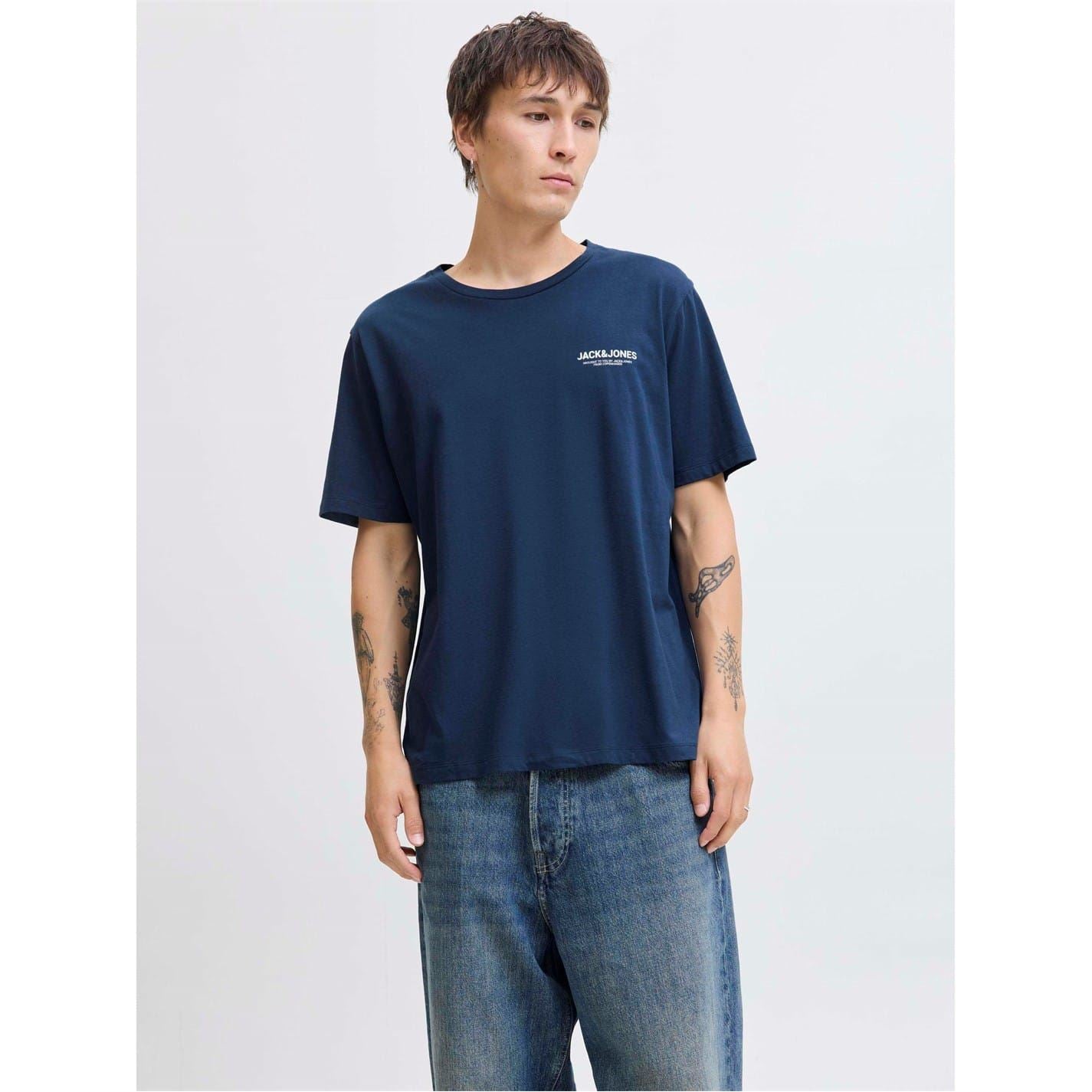 Jack and Jones Mens 5 Pack Short Sleeve T-Shirt