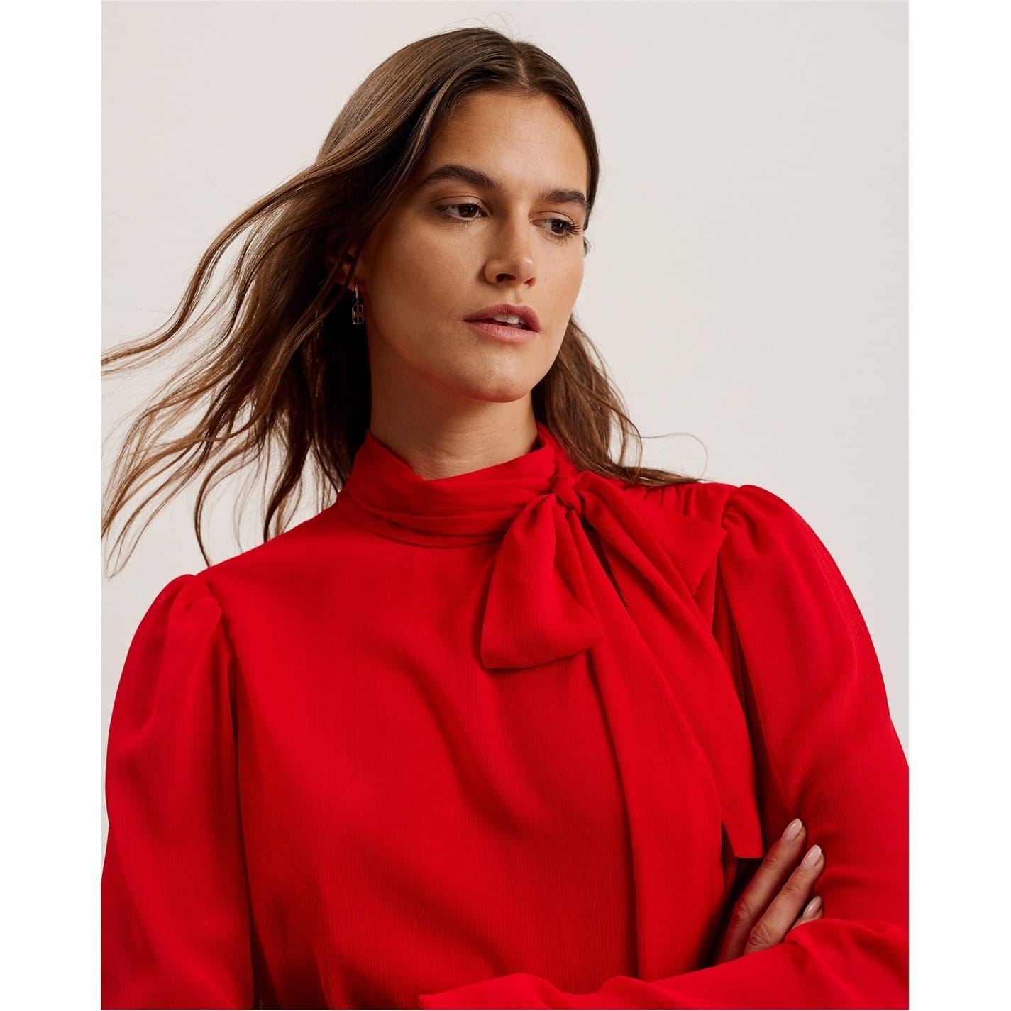 Ted Baker Zebrina Tie Neck Mini A-Line Dress