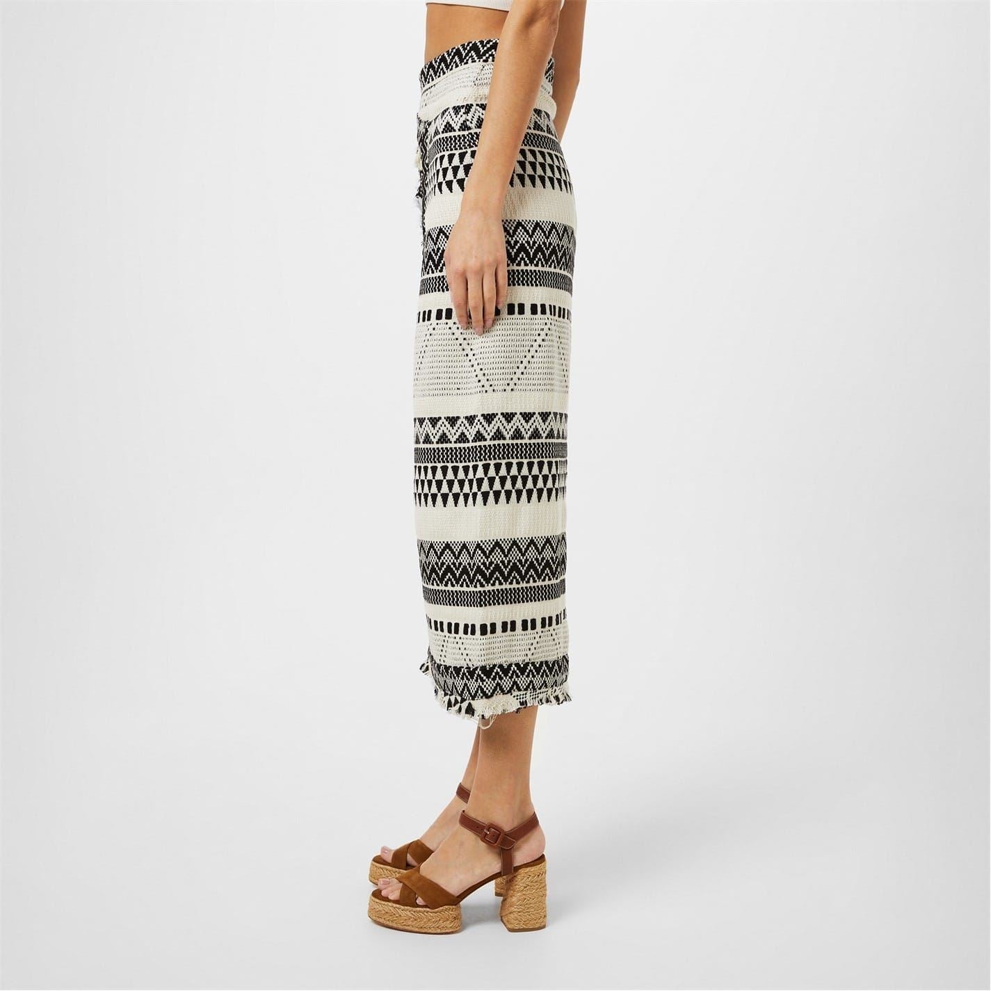 JBQ Artemis Midi Geometric Patterned Wrap Skirt
