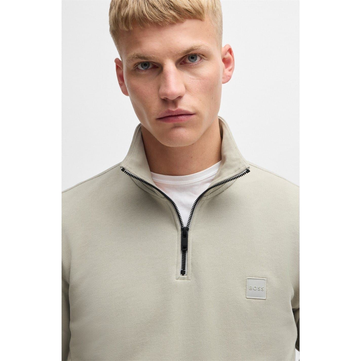 Boss Zetrust Zip Neck Soft Terryclover The Head Sweatshirt