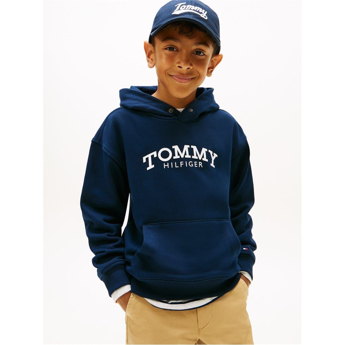 Tommy Hilfiger Lettering Hooded Neck Long Sleeve Sweatshirt