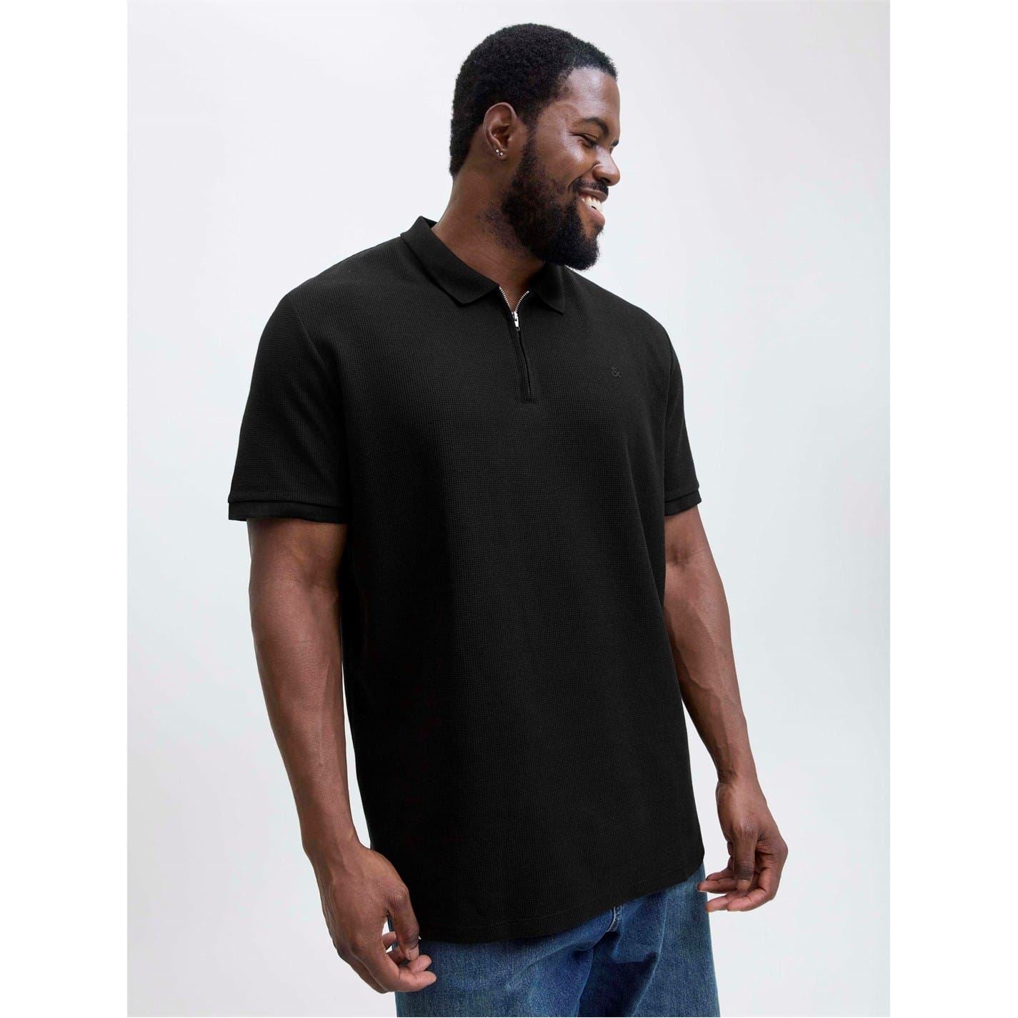 Jack and Jones Mens Zip Polo Plus Size
